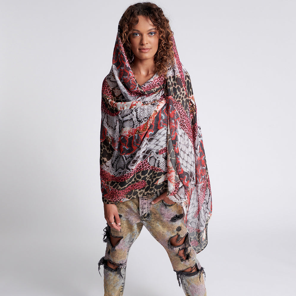 No:25135 | Name:Misfit Jungle Scarf | Color:Grey Pink【ONE TEASPOON_ワンティースプーン】【archive】