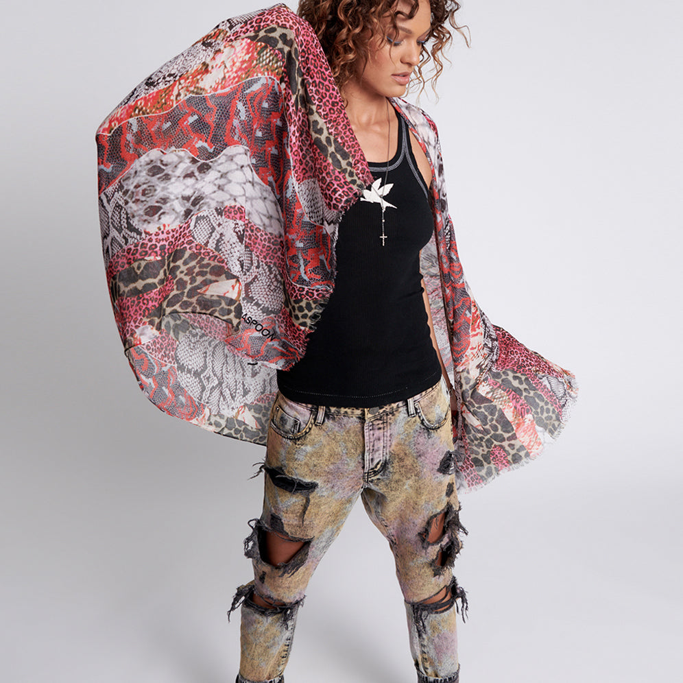No:25135 | Name:Misfit Jungle Scarf | Color:Grey Pink【ONE TEASPOON_ワンティースプーン】【archive】