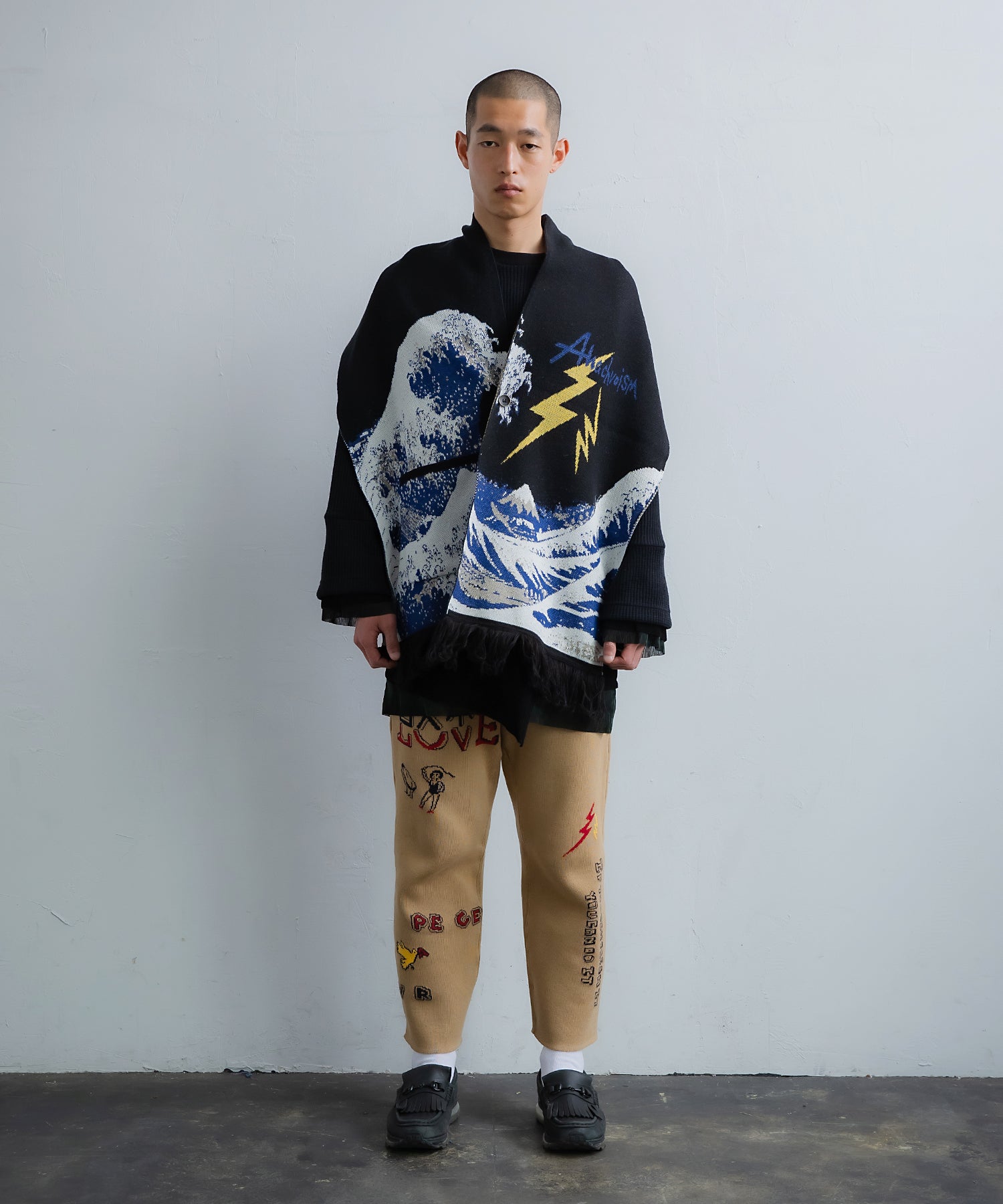 No:MK22A-K-18-1 | Name:Anacroism-Stole | Color:Blk/Grn | Size:Free【MASTERKEY】-MASTERKEY-ADDICTION FUKUOKA