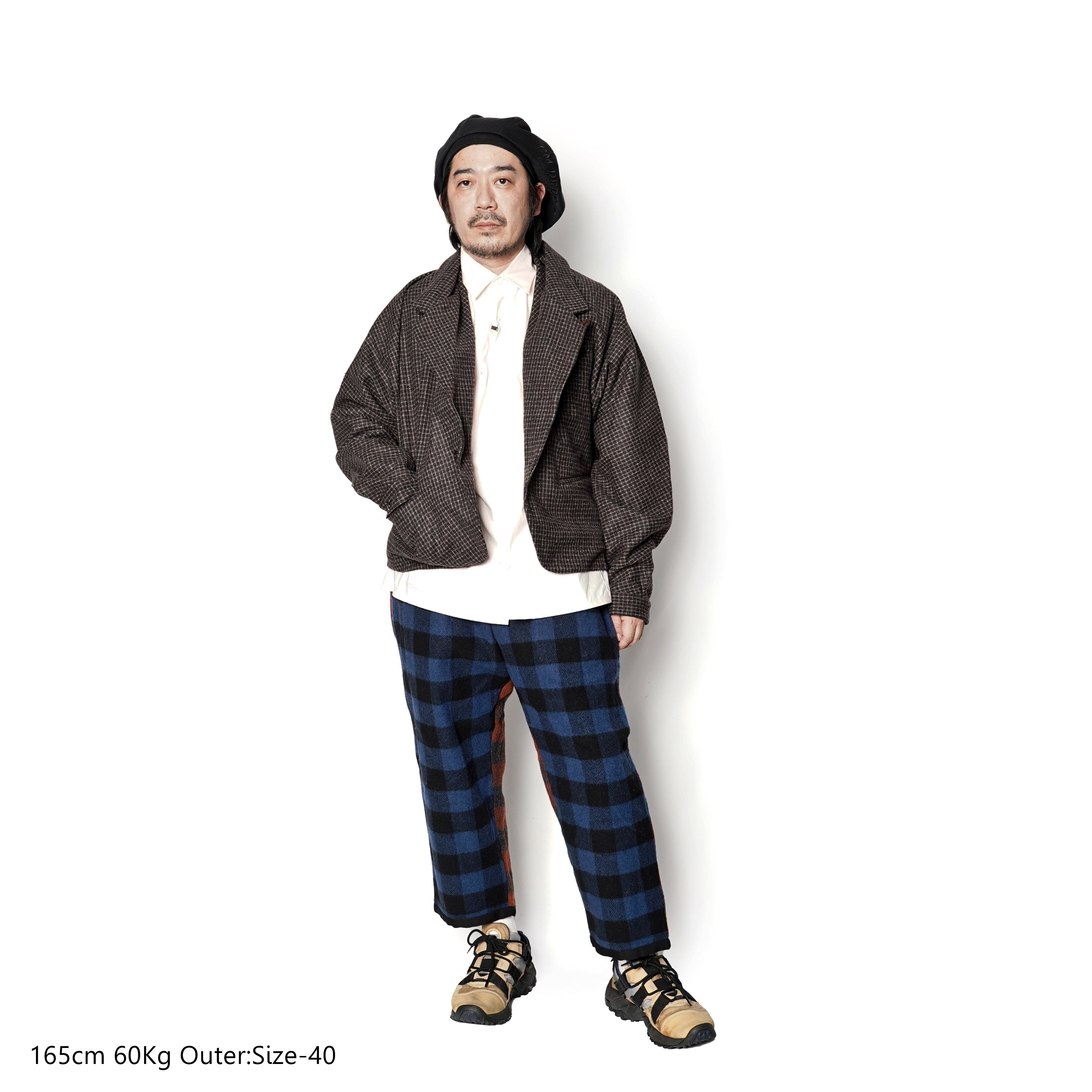 No:M28019 | Name:Dolman Blazer | Color:Wool Flannel Plaid Dk.Brown | Style: 【MONITALY】-MONITALY-ADDICTION FUKUOKA