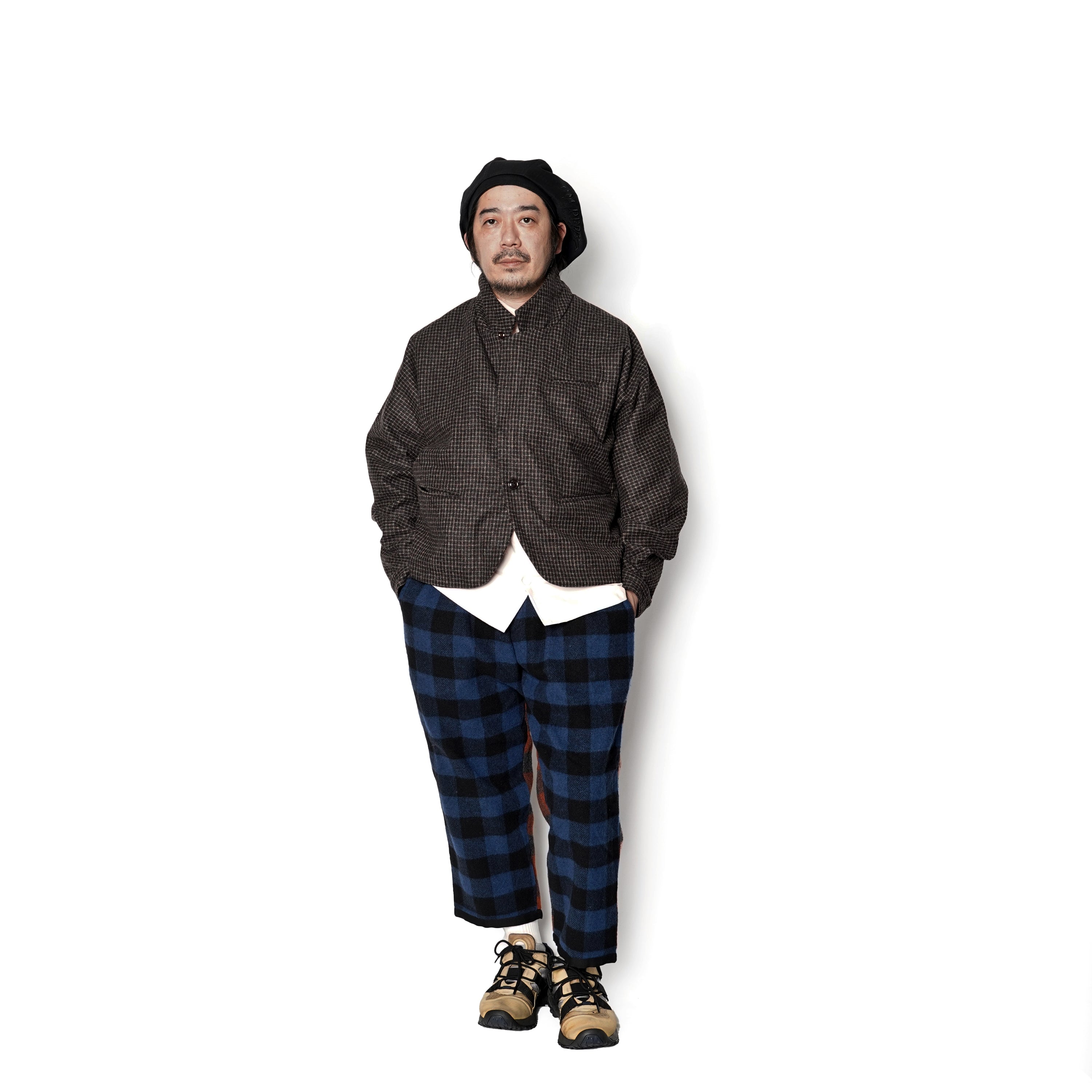 No:M28019 | Name:Dolman Blazer | Color:Wool Flannel Plaid Dk.Brown | Style: 【MONITALY】-MONITALY-ADDICTION FUKUOKA