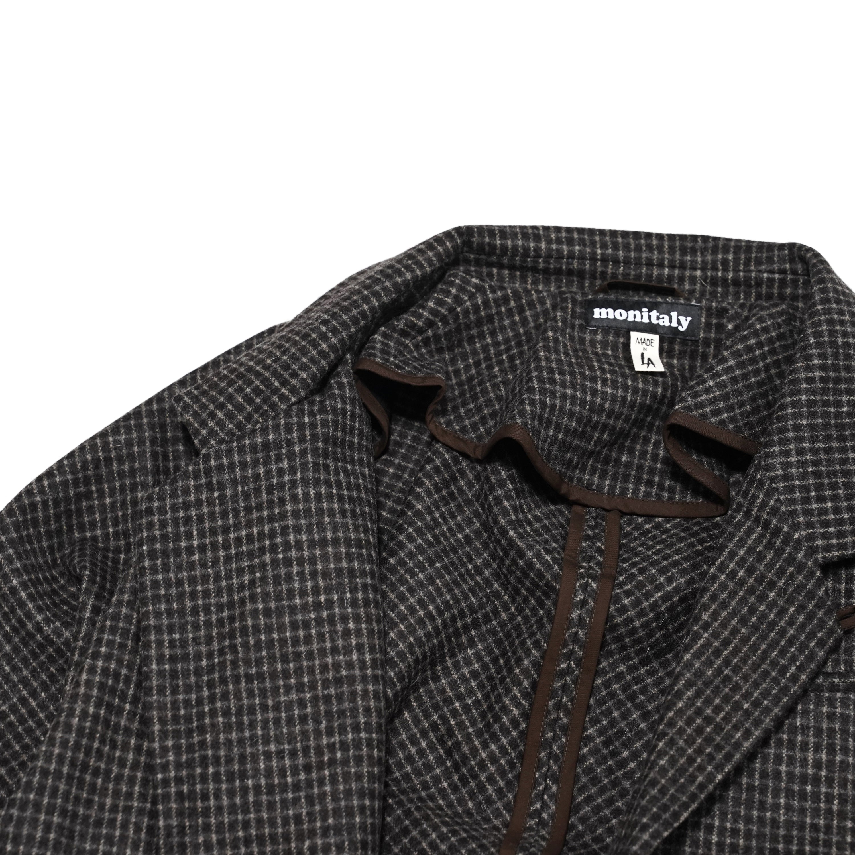 No:M28019 | Name:Dolman Blazer | Color:Wool Flannel Plaid Dk.Brown | Style: 【MONITALY】-MONITALY-ADDICTION FUKUOKA