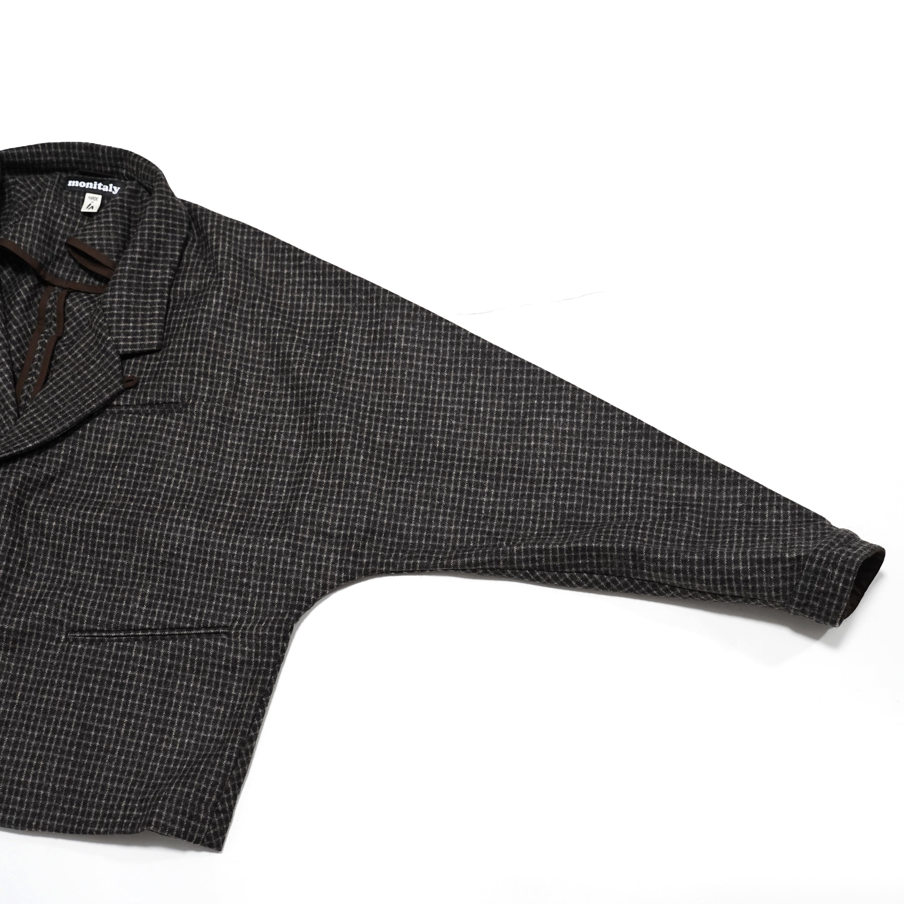 No:M28019 | Name:Dolman Blazer | Color:Wool Flannel Plaid Dk.Brown | Style: 【MONITALY】-MONITALY-ADDICTION FUKUOKA