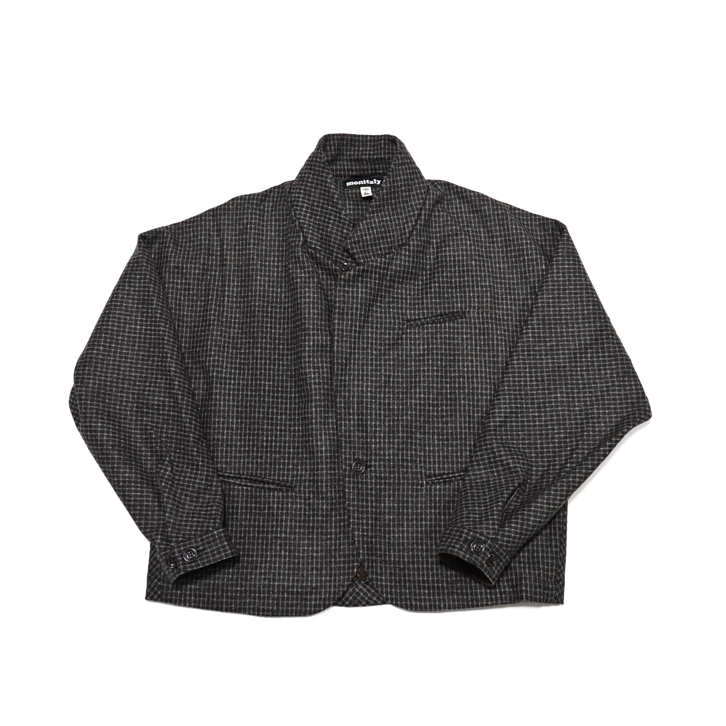 No:M28019 | Name:Dolman Blazer | Color:Wool Flannel Plaid Dk.Brown | Style: 【MONITALY】-MONITALY-ADDICTION FUKUOKA