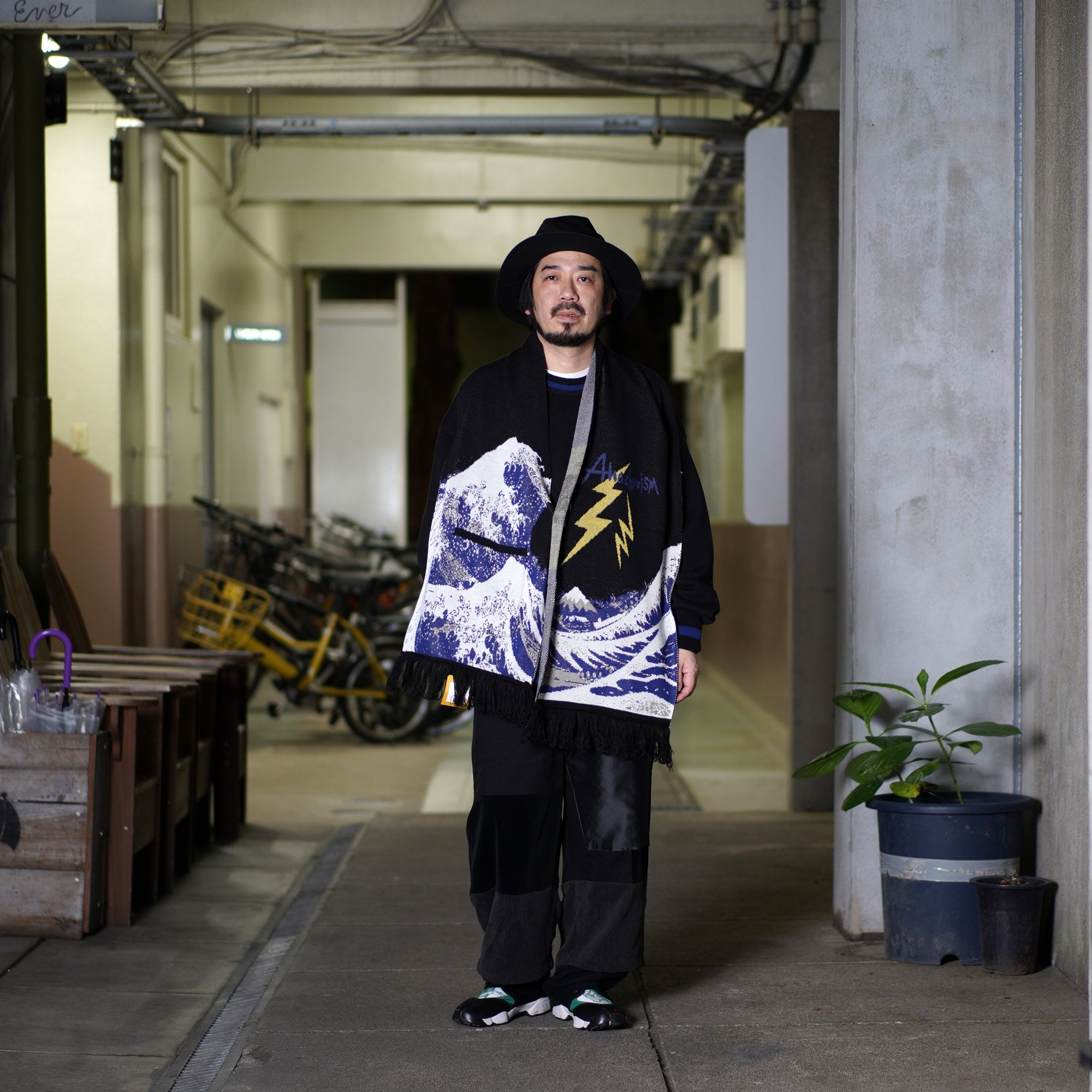 No:MK22A-K-18-1 | Name:Anacroism-Stole | Color:Blk/Grn | Size:Free【MASTERKEY】-MASTERKEY-ADDICTION FUKUOKA