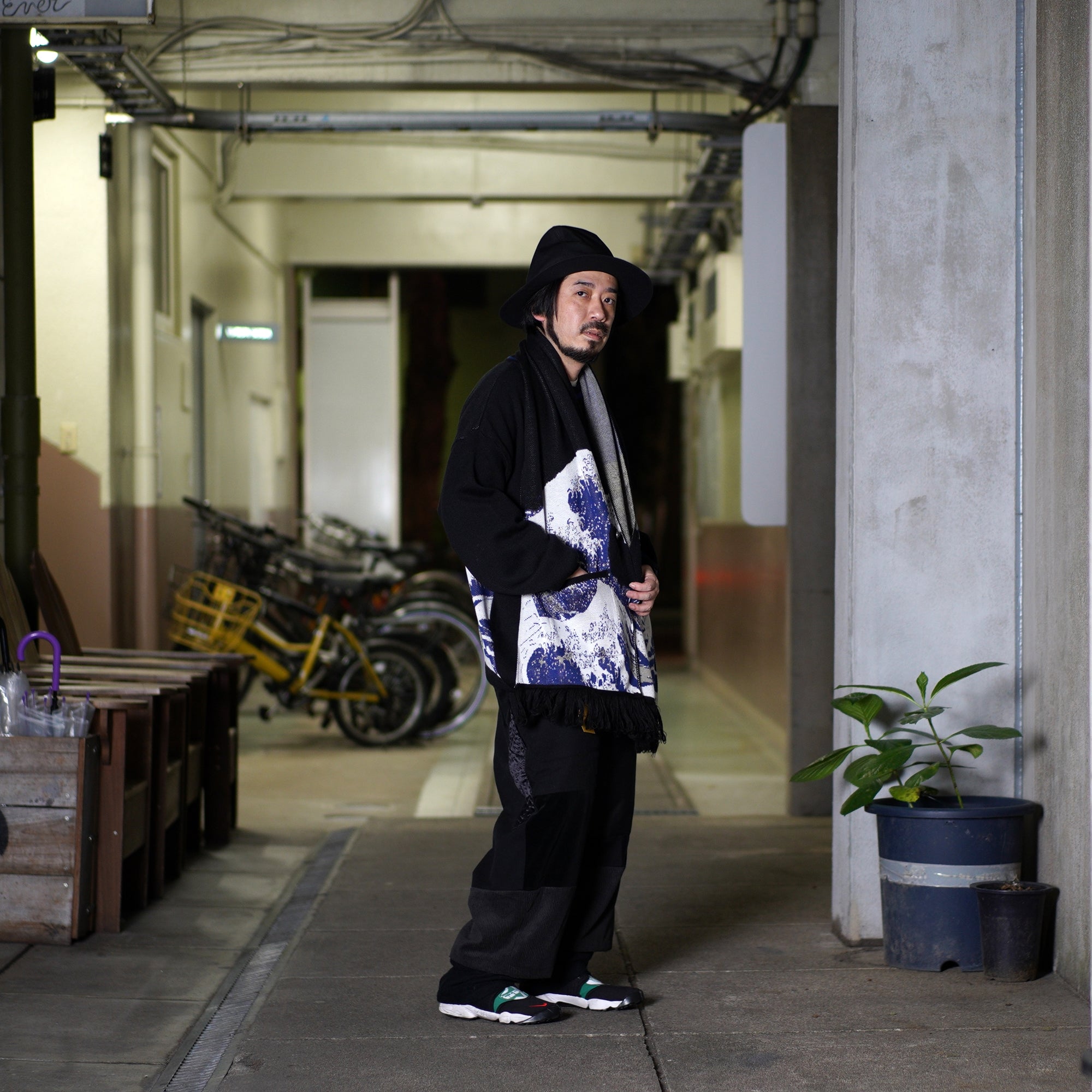No:MK22A-K-18-1 | Name:Anacroism-Stole | Color:Blk/Grn | Size:Free【MASTERKEY】-MASTERKEY-ADDICTION FUKUOKA