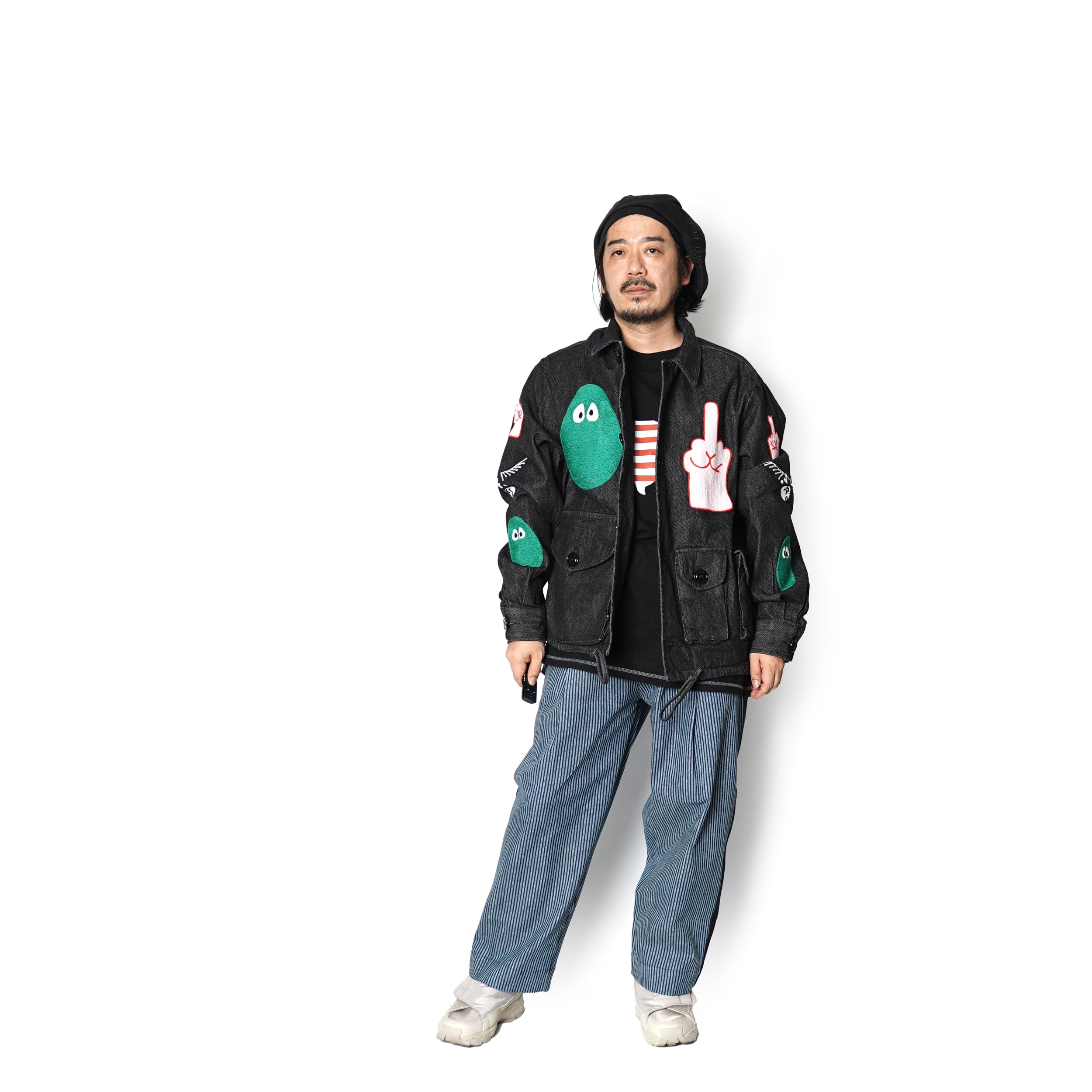 No:M28099 | Name:Military Service Jacket Type-A w/ Chain Embroidery (Made in India) | Color:Denim Black | Style: 【MONITALY】-MONITALY-ADDICTION FUKUOKA