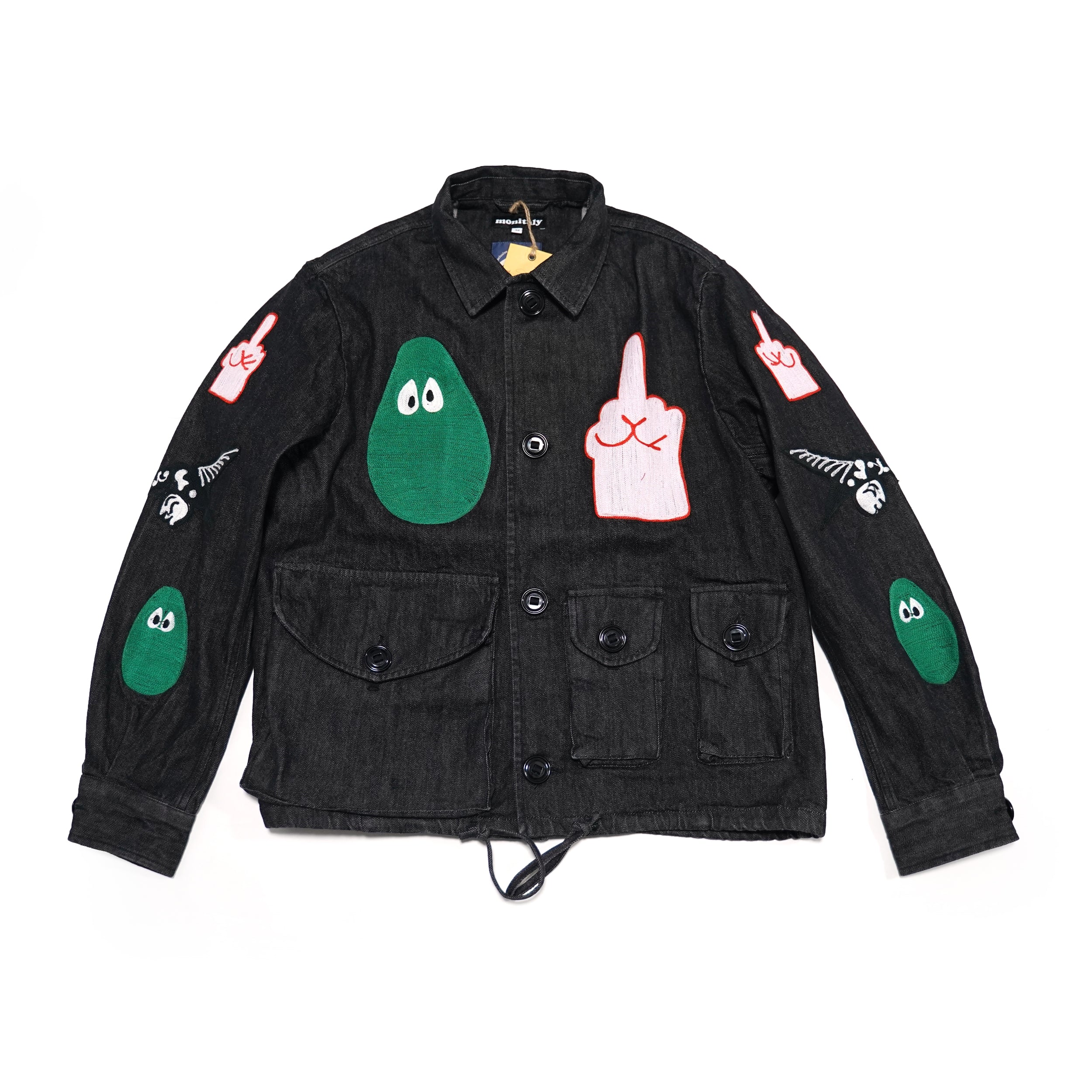 No:M28099 | Name:Military Service Jacket Type-A w/ Chain Embroidery (Made in India) | Color:Denim Black | Style: 【MONITALY】-MONITALY-ADDICTION FUKUOKA