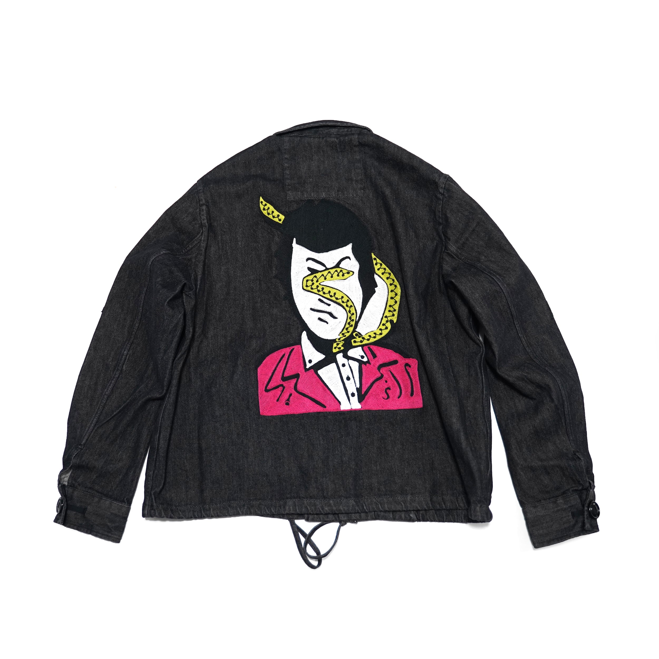 No:M28099 | Name:Military Service Jacket Type-A w/ Chain Embroidery (Made in India) | Color:Denim Black | Style: 【MONITALY】-MONITALY-ADDICTION FUKUOKA