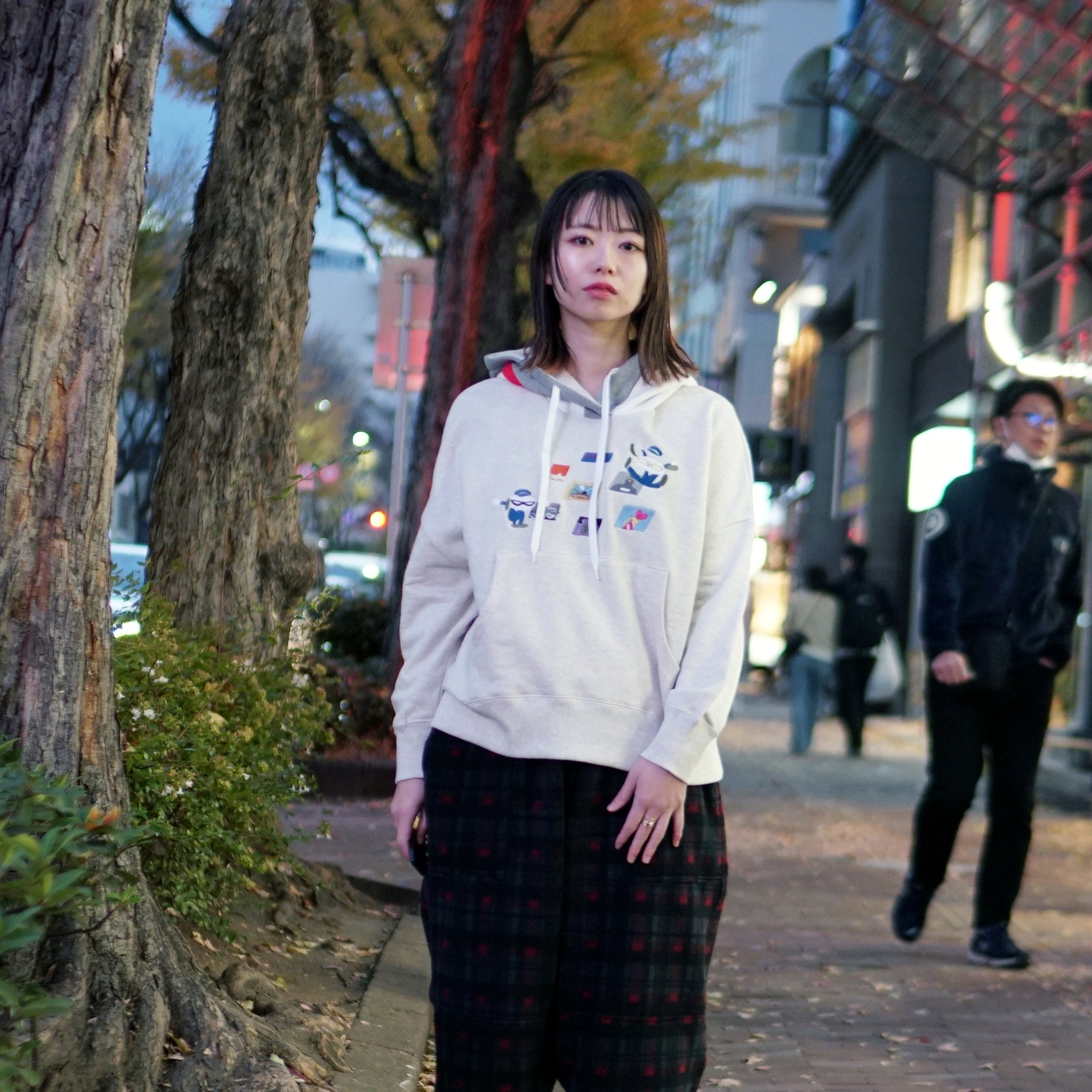 No:bsdodd-03_a | Name:City Scenery Embroidery Hoodie | Color:Oat Meal【BEDSIDEDRAMA_ベッドサイドドラマ】【archive】