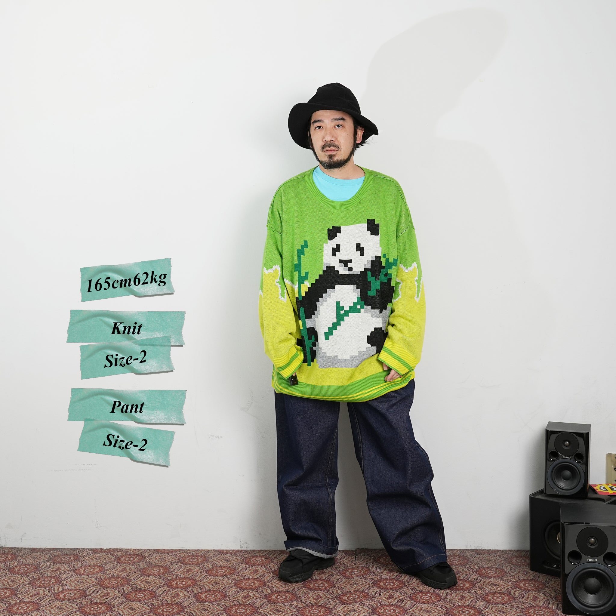 pw22kt02 | panda knit top | Color:grass-paddy | Size:2【PLATEAU STUDIO_プラトー スタジオ】