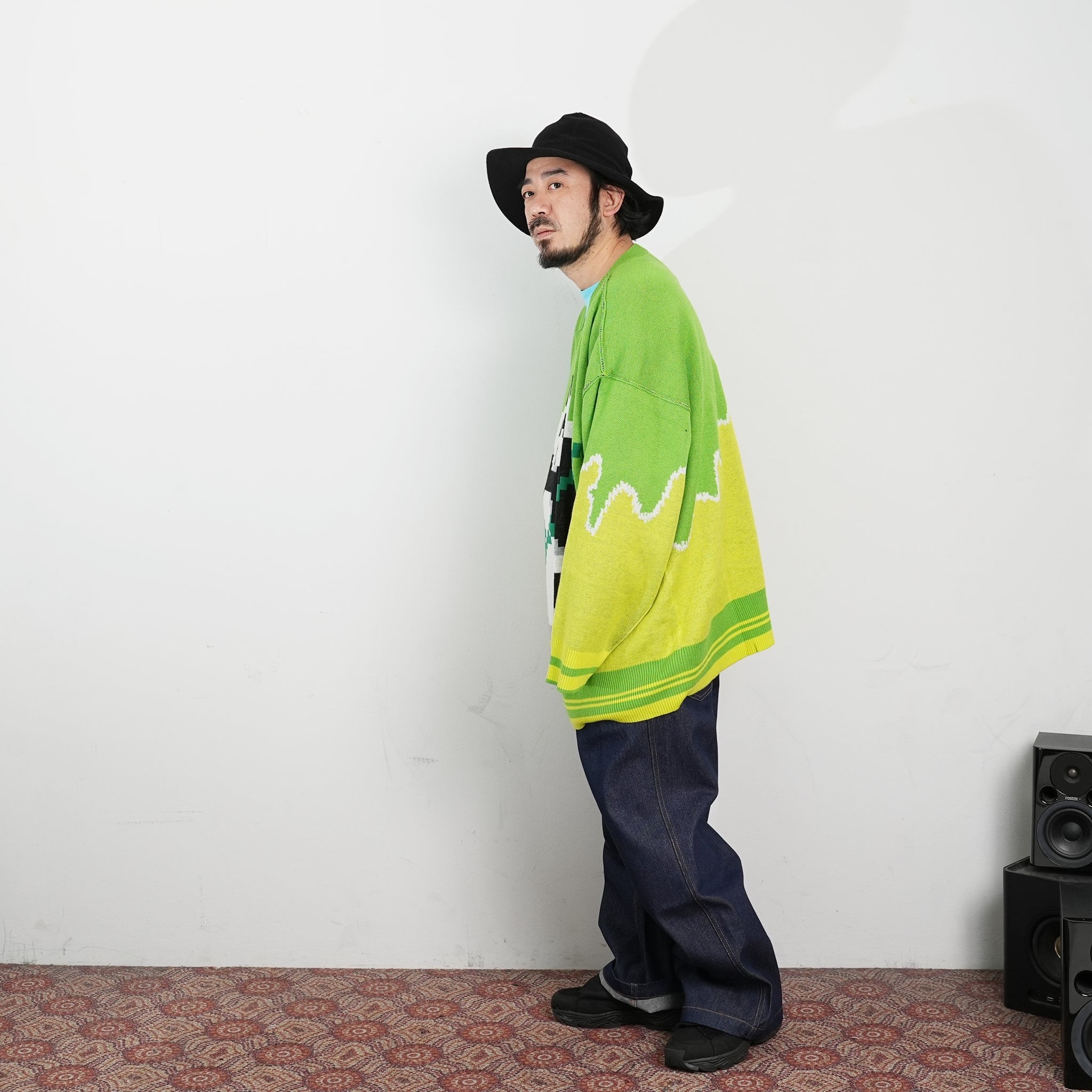 pw22kt02 | panda knit top | Color:grass-paddy | Size:2【PLATEAU STUDIO_プラトー スタジオ】