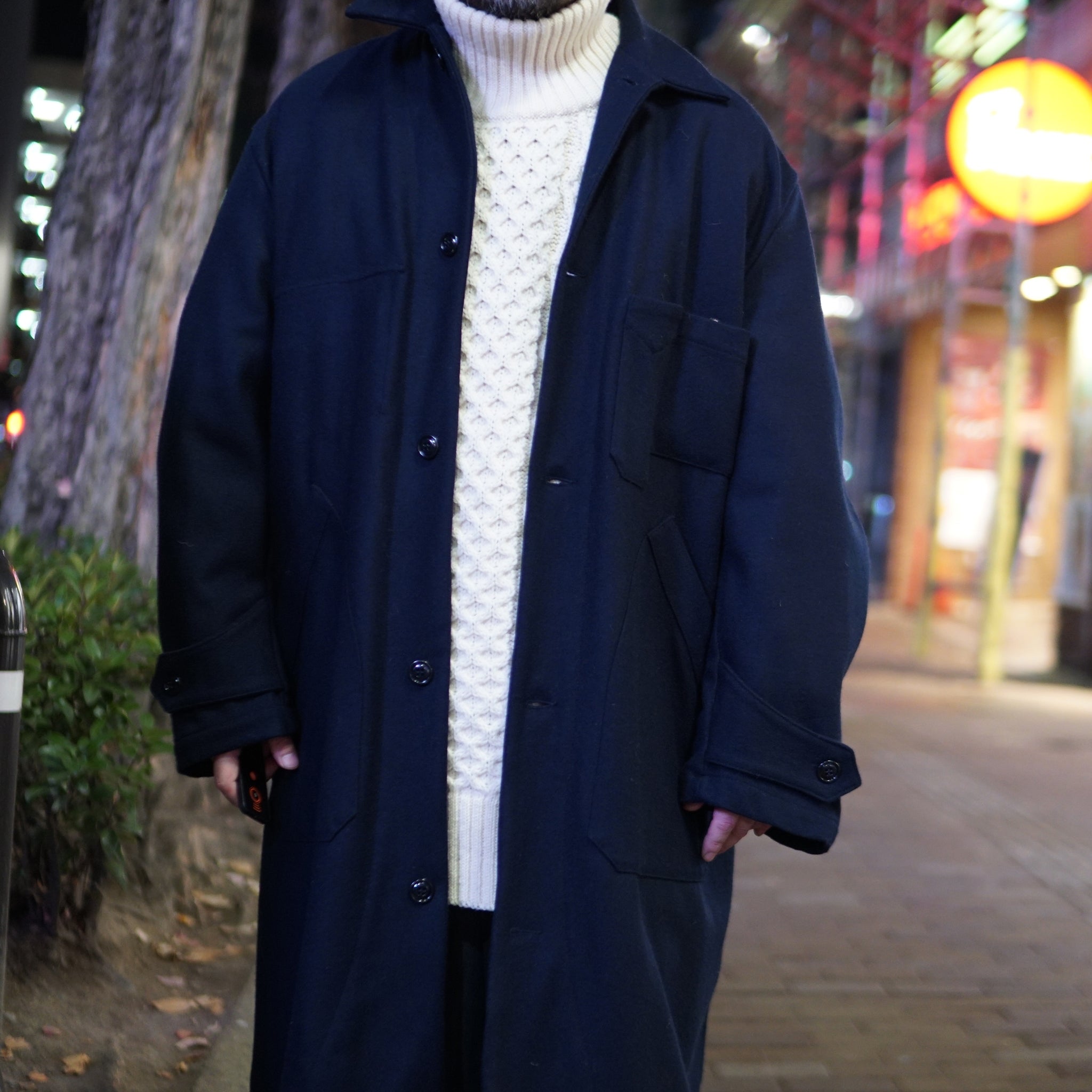 No:M30007B | Name:Horse Keeper Shop Coat | Color:Wool Flannel Solid Navy【MONITALY_モニタリー】【archive】