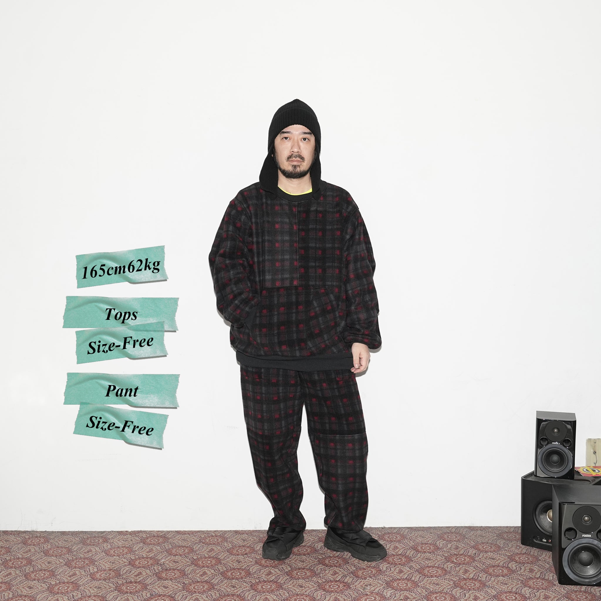 odd22fw02 | Custom Fleece Wide Pants – Check | ODDMENT