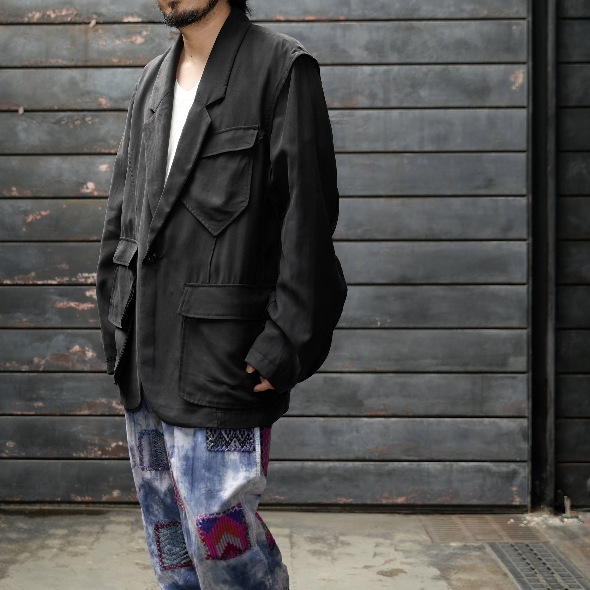 No:M31017-17 | Name:Ura Low Lapel Blazer | Color:Tencel Black【MONITALY_モニタリー】【archive】