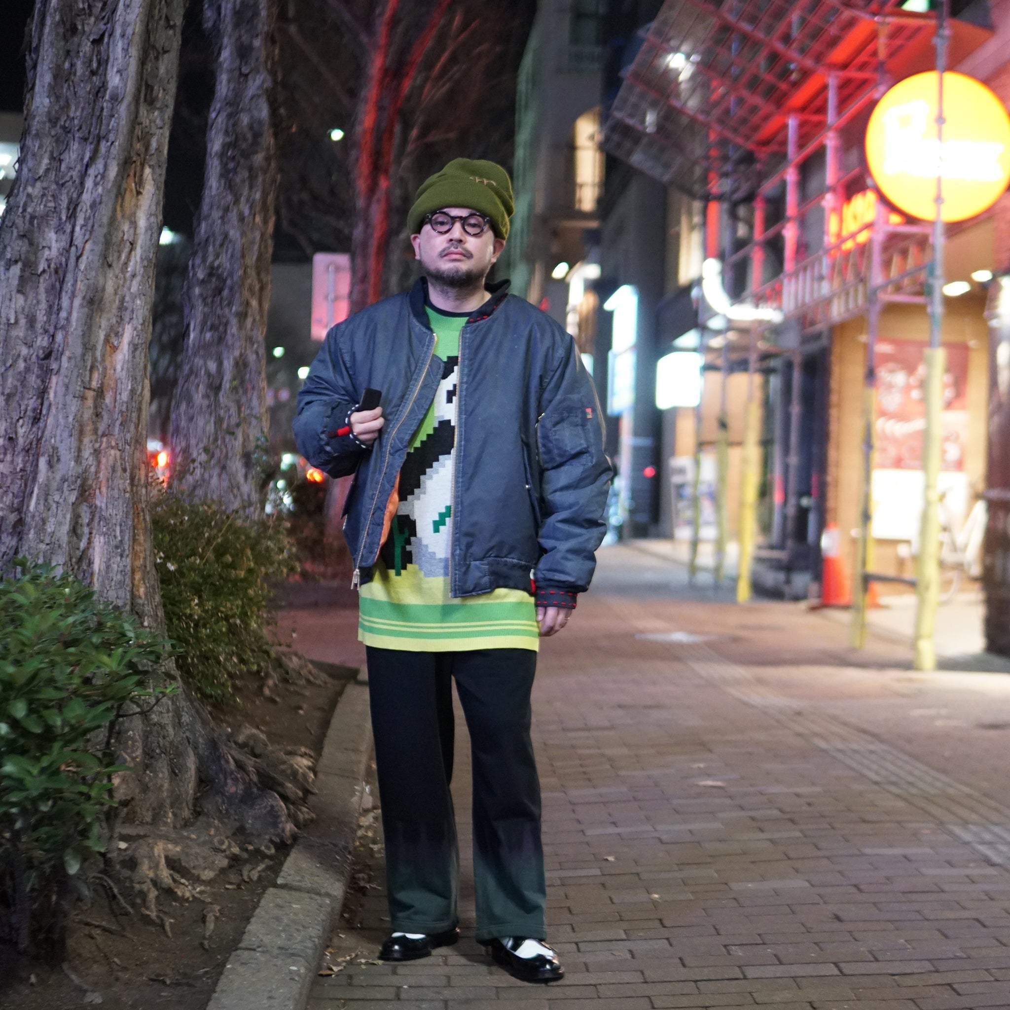 pw22kt02 | panda knit top | Color:grass-paddy | Size:2【PLATEAU STUDIO_プラトー スタジオ】