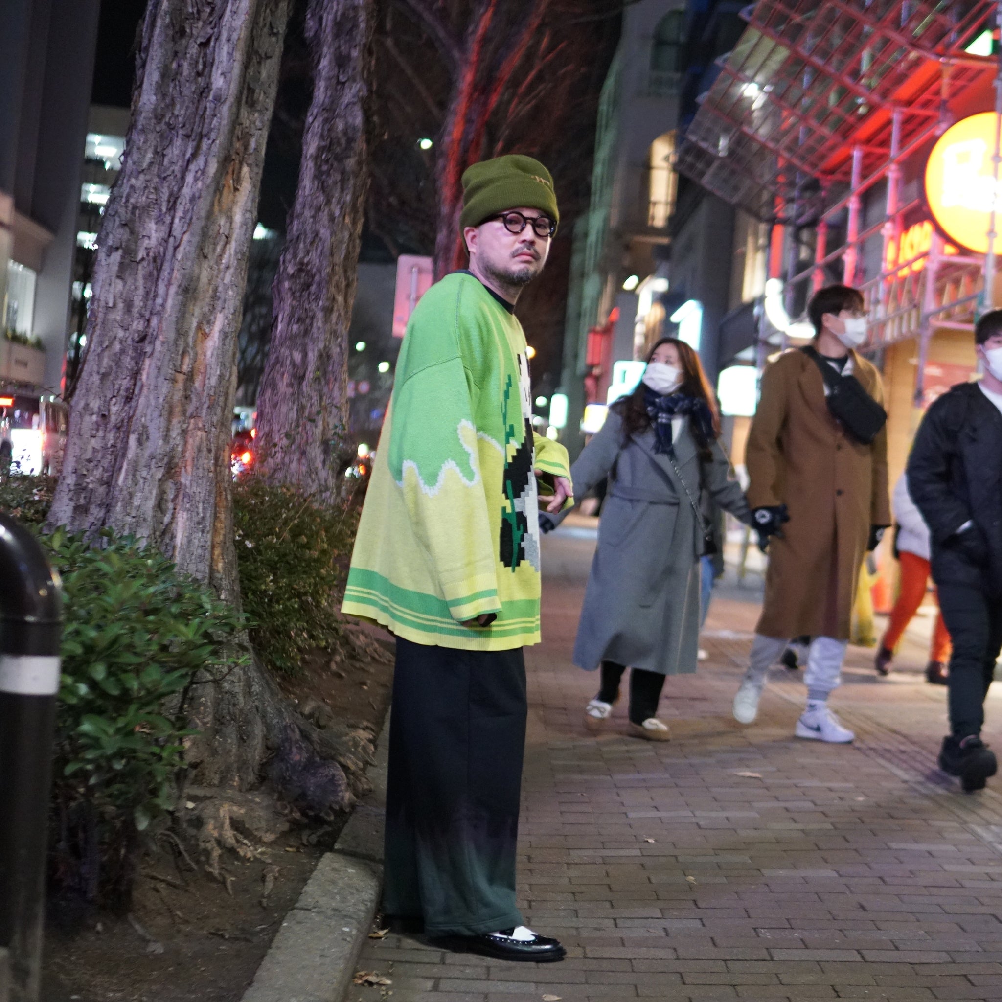 pw22kt02 | panda knit top | Color:grass-paddy | Size:2【PLATEAU STUDIO_プラトー スタジオ】