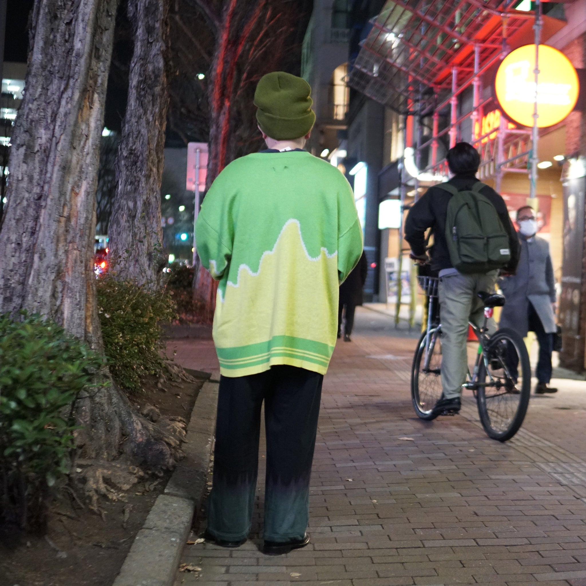 pw22kt02 | panda knit top | Color:grass-paddy | Size:2【PLATEAU STUDIO_プラトー スタジオ】