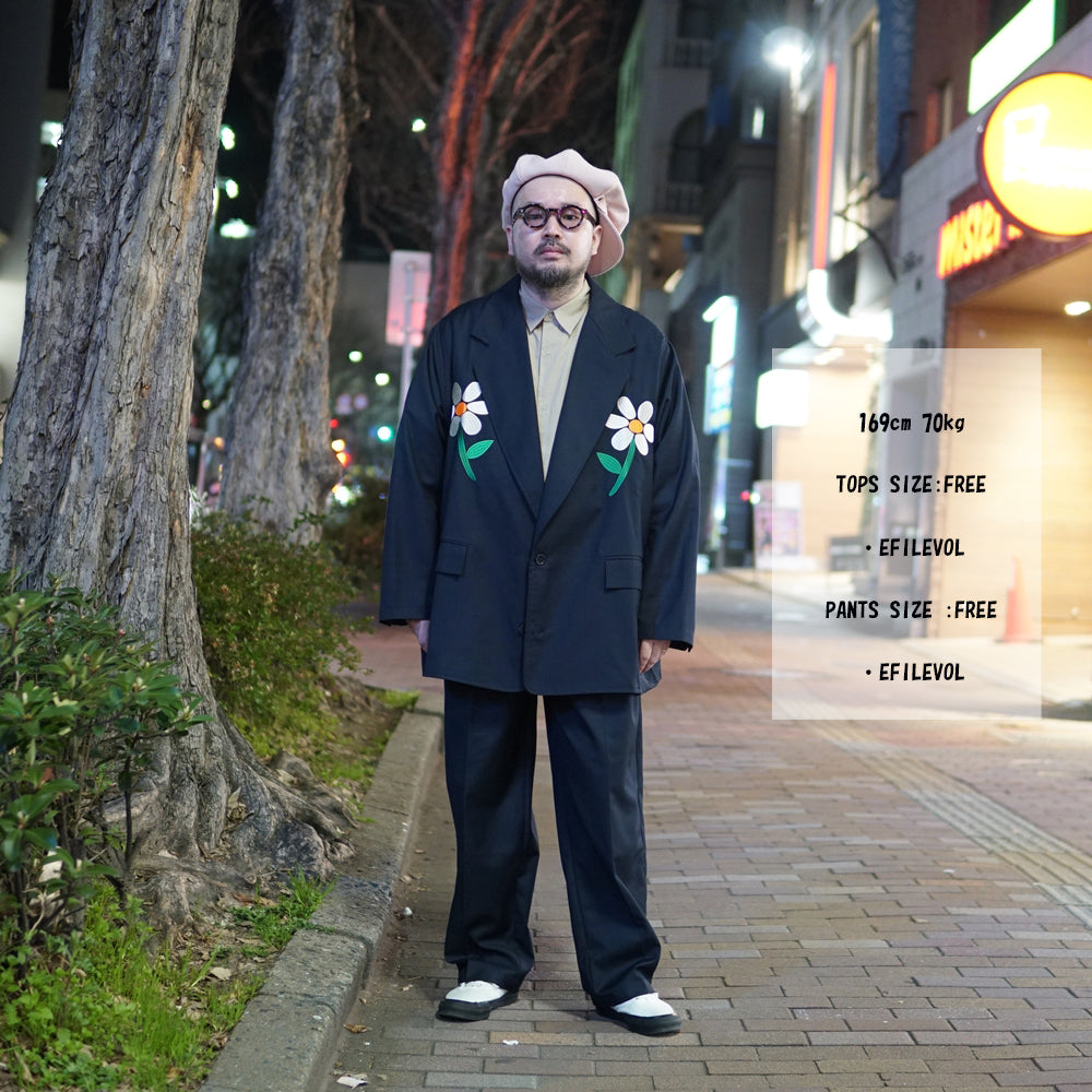 No:LL-JK01 | Name:Flower Embroidery Big Jacket | Color:Gray/Navy【EFILEVOL_エフィレボル】