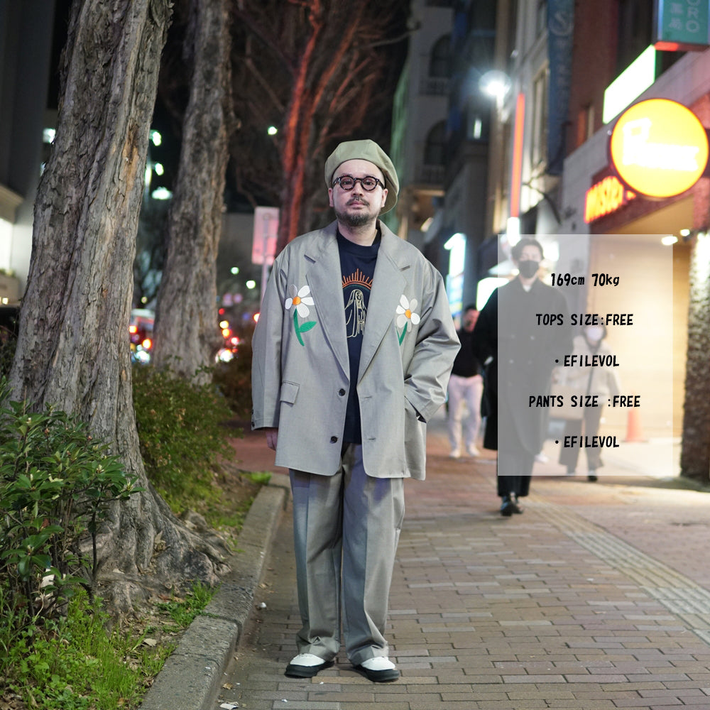 No:LL-JK01 | Name:Flower Embroidery Big Jacket | Color:Gray/Navy【EFILEVOL_エフィレボル】