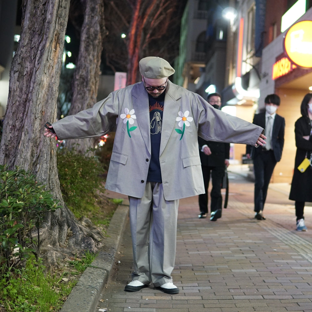 No:LL-JK01 | Name:Flower Embroidery Big Jacket | Color:Gray/Navy【EFILEVOL_エフィレボル】【archive】