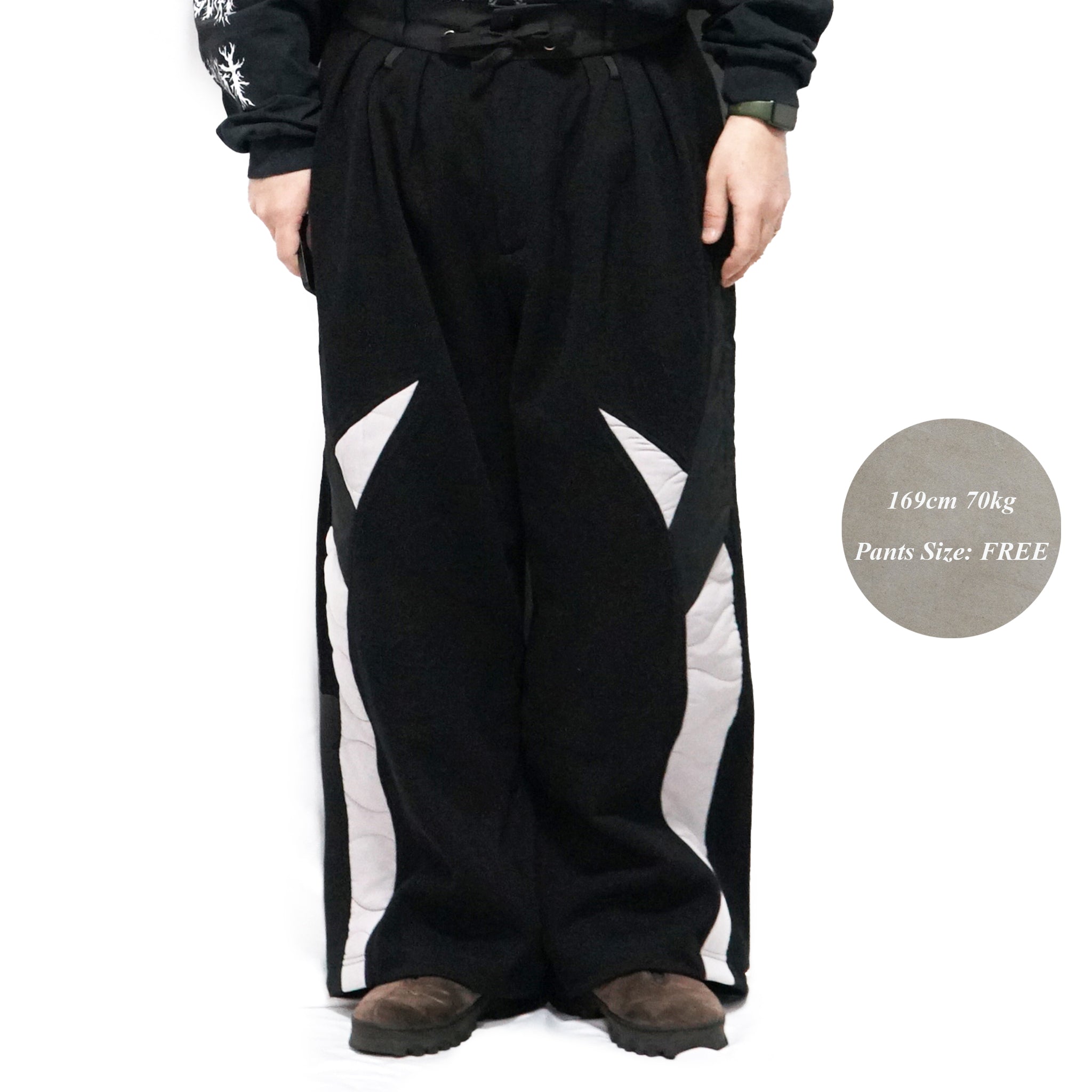 No:ACRS23-P01| Name: 2023 Collection Flower Mantis Collection French cotton heavy quilted cotton padded pants | Color:Black | Size:Free【(A)CRYPSIS®】【SEIVSON_セイヴソン】