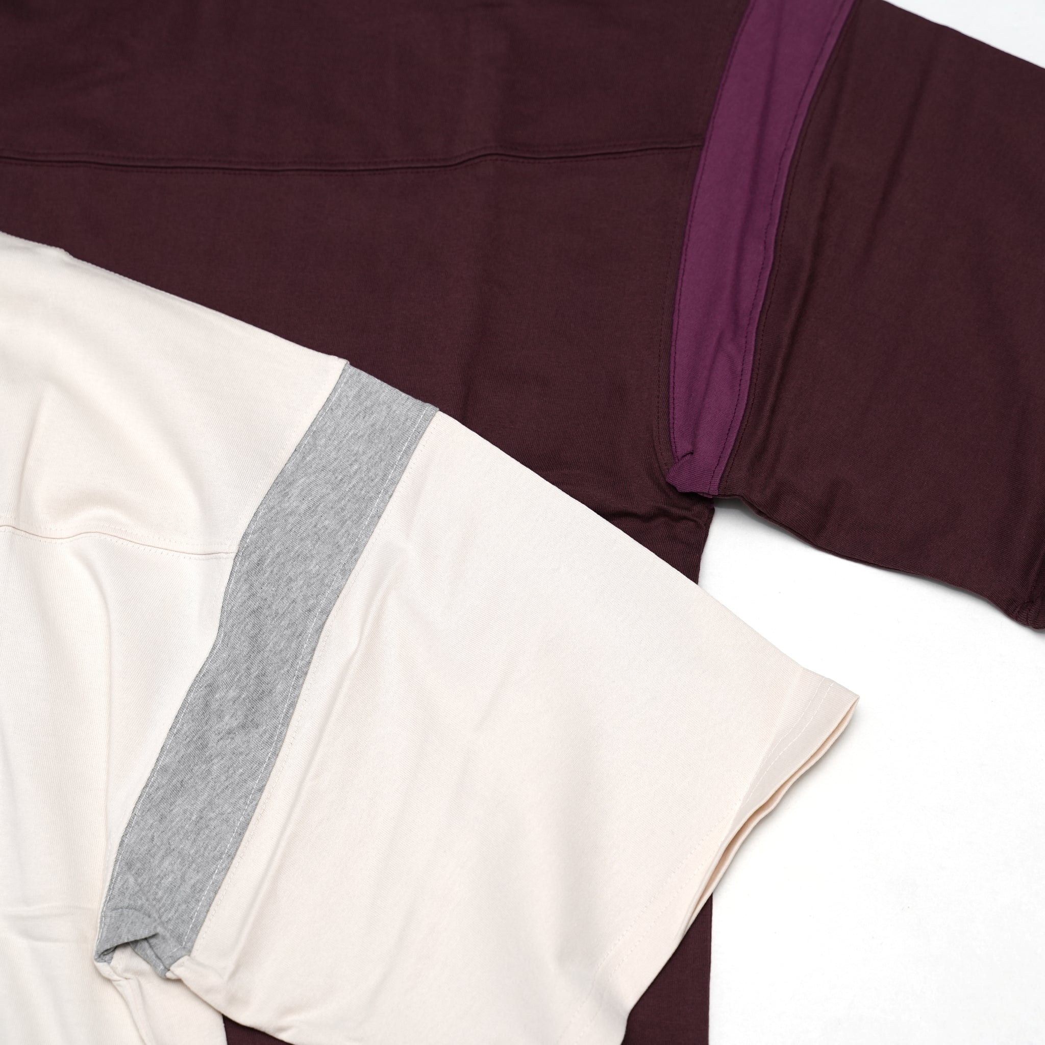 kl22scs116 | "BAIKAL" LINE SLEEVE TOP | Color:Burgundy/Ivory【KELEN MEN_ケレン】【FK】