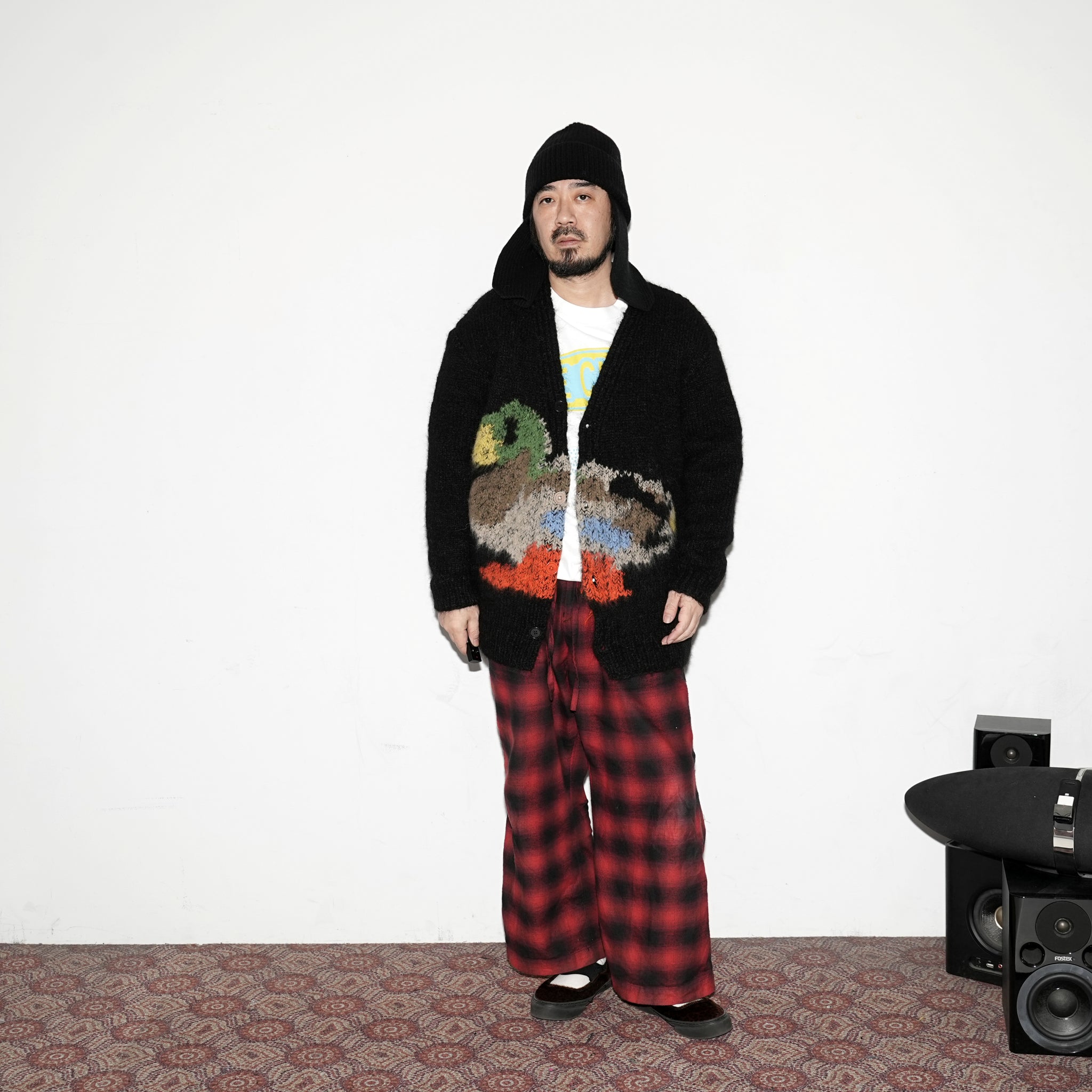 No:WA2-Cardigan-DP | Name:Duck Pigeon | Type:Cardigan | Color:Black【WILD ANIMALS_ワイルドアニマルズ】