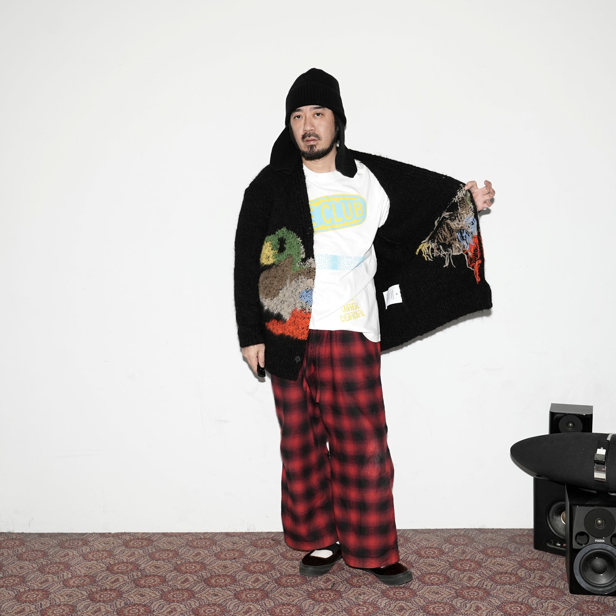 No:WA2-Cardigan-DP | Name:Duck Pigeon | Type:Cardigan | Color:Black【WILD ANIMALS_ワイルドアニマルズ】