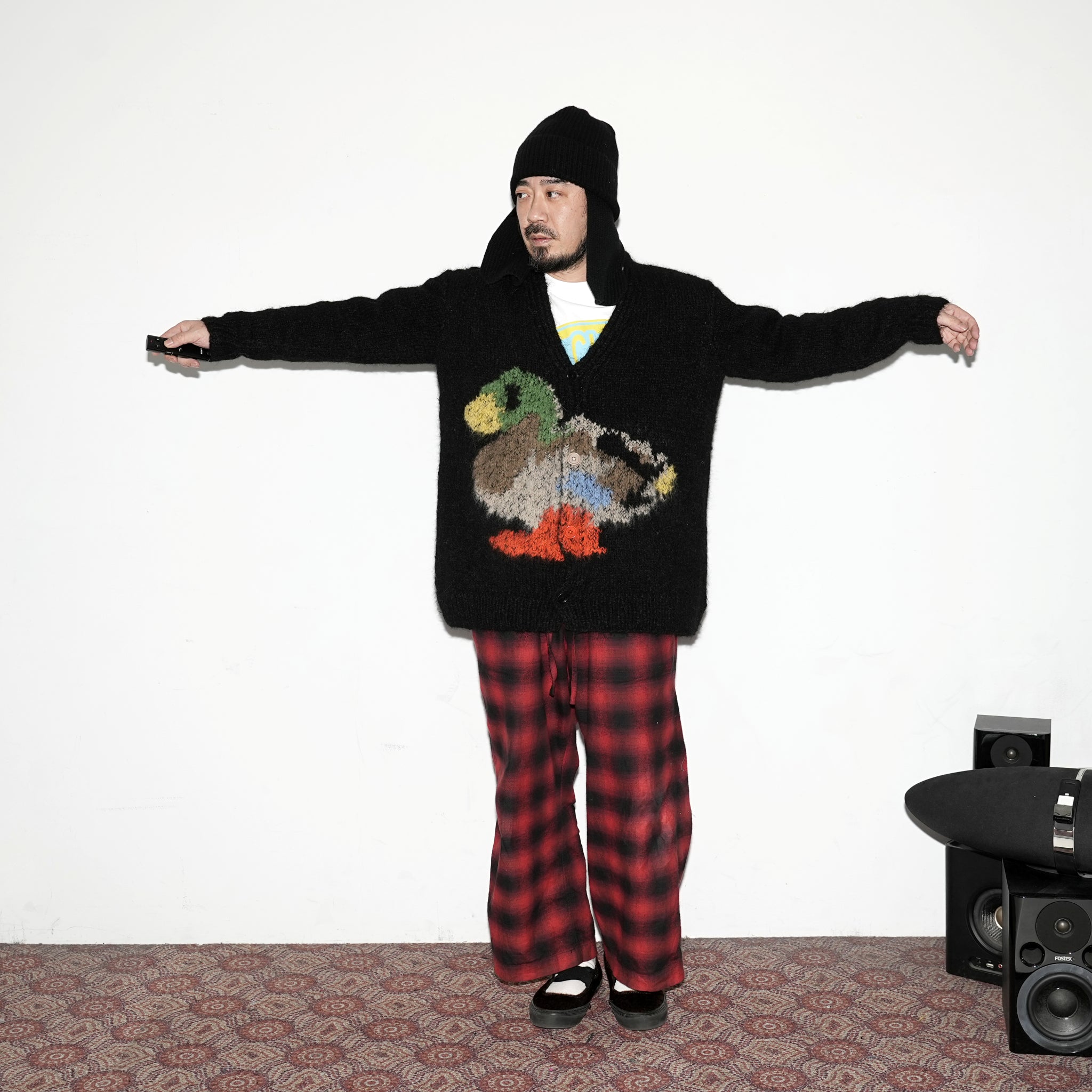 No:WA2-Cardigan-DP | Name:Duck Pigeon | Type:Cardigan | Color:Black【WILD ANIMALS_ワイルドアニマルズ】