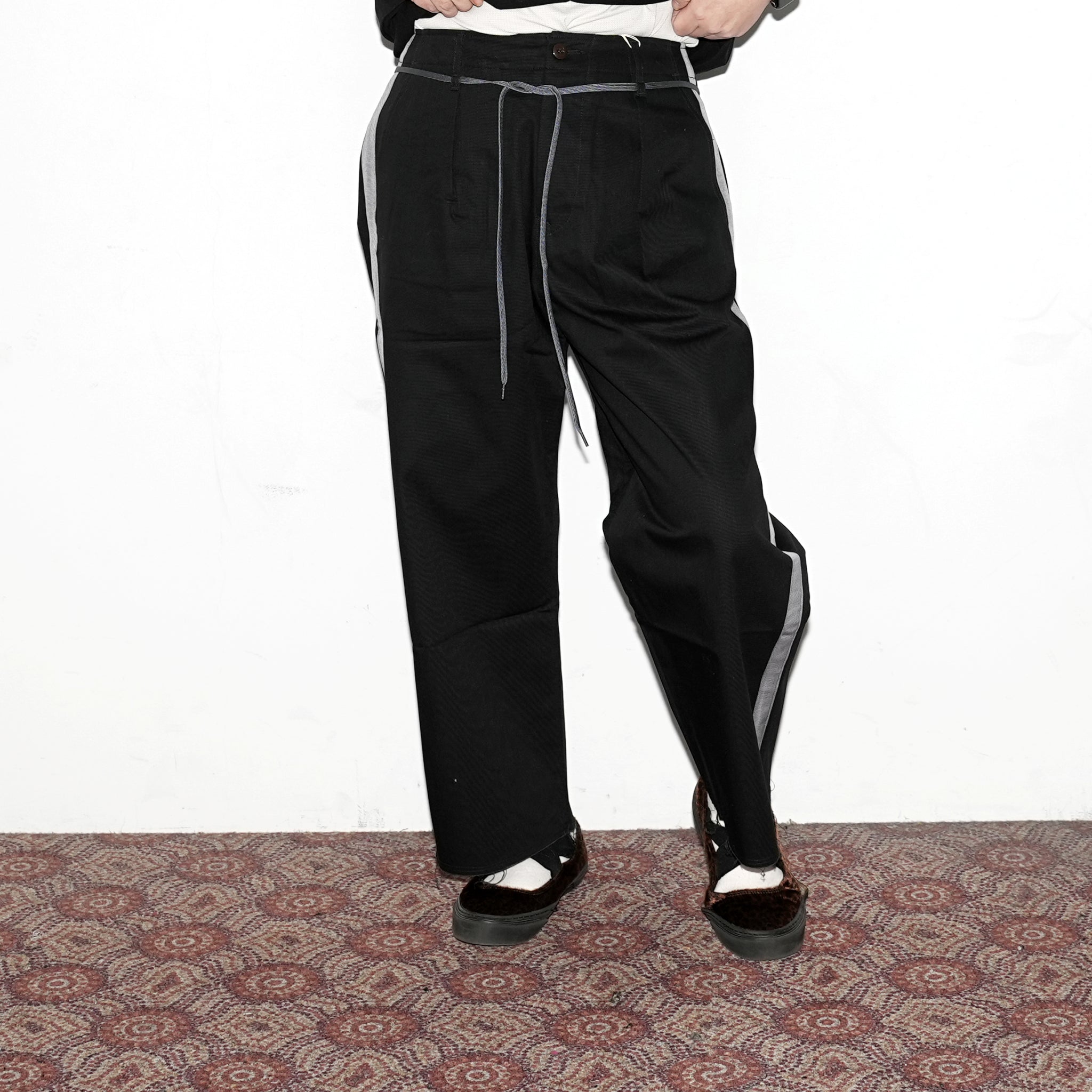 No:kl18spt18 | Name:"DELACROIX" SIDE LINE SKATER PANTS | Color:Beige/Black【KELEN MEN_ケレン】【FK】
