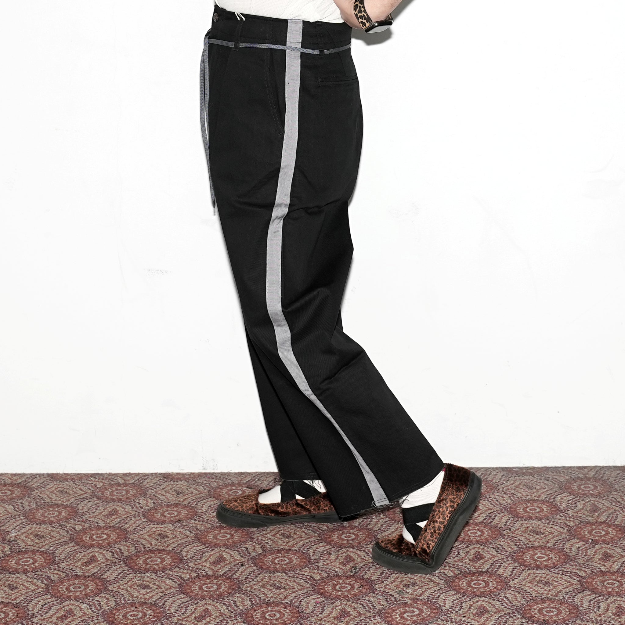 No:kl18spt18 | Name:"DELACROIX" SIDE LINE SKATER PANTS | Color:Beige/Black【KELEN MEN_ケレン】【FK】