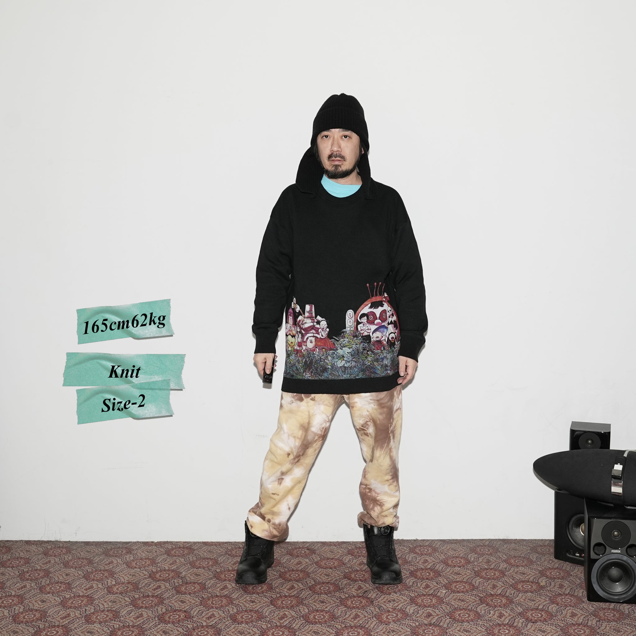 No:SF*IA-01 | Name:勇者たち Knit Sweater | Color:Black【浅野いにお × STOF 22AW SPECIAL ITEM】【archive】