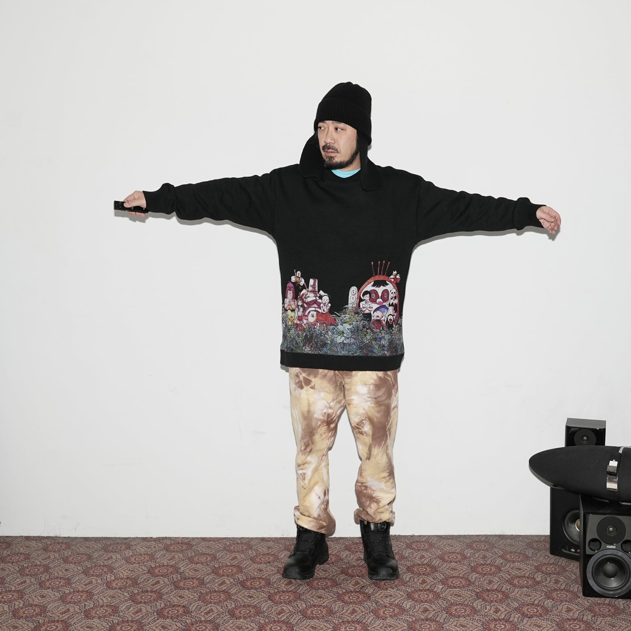 No:SF*IA-01 | Name:勇者たち Knit Sweater | Color:Black【浅野いにお × STOF 22AW SPECIAL ITEM】【archive】