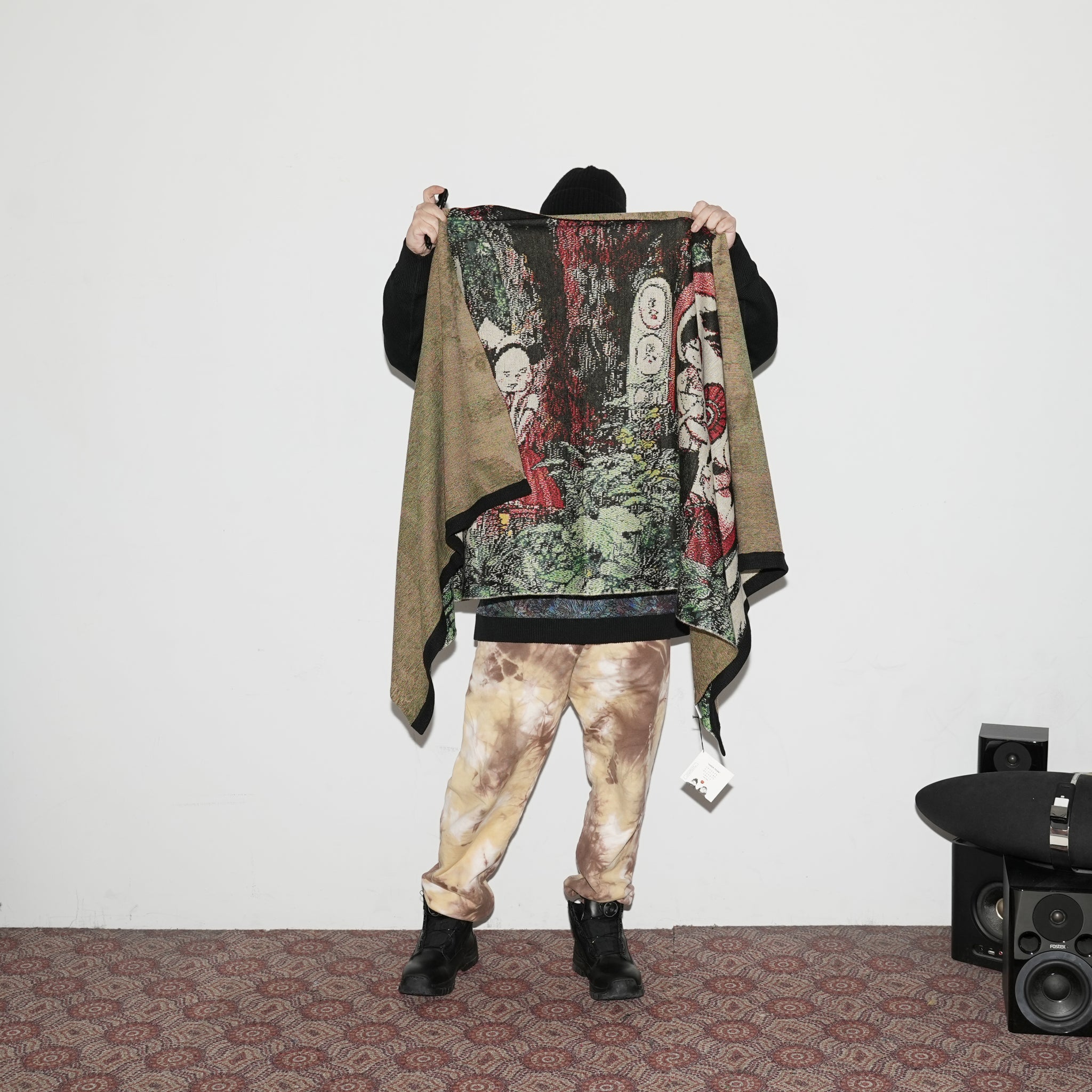 No:SF*IA-02| Name:勇者たち Knit Blanket Stole | Color:Black【浅野いにお × STOF 22AW SPECIAL ITEM】【archive】