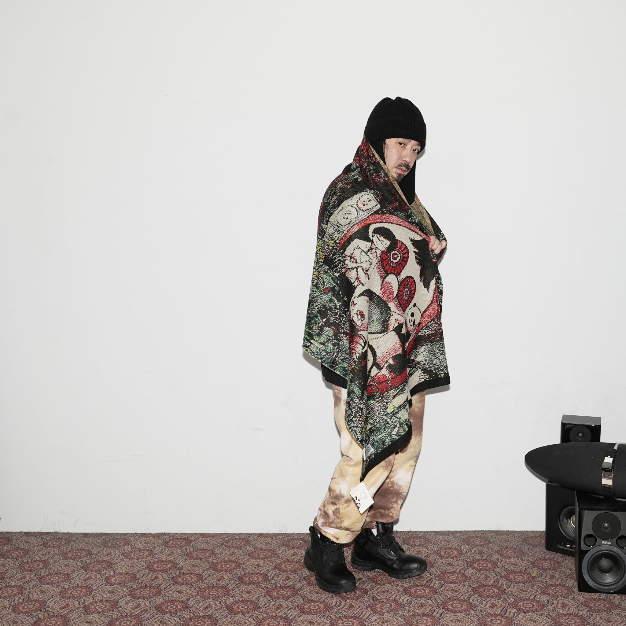 No:SF*IA-02| Name:勇者たち Knit Blanket Stole | Color:Black【浅野いにお × STOF 22AW SPECIAL ITEM】【archive】