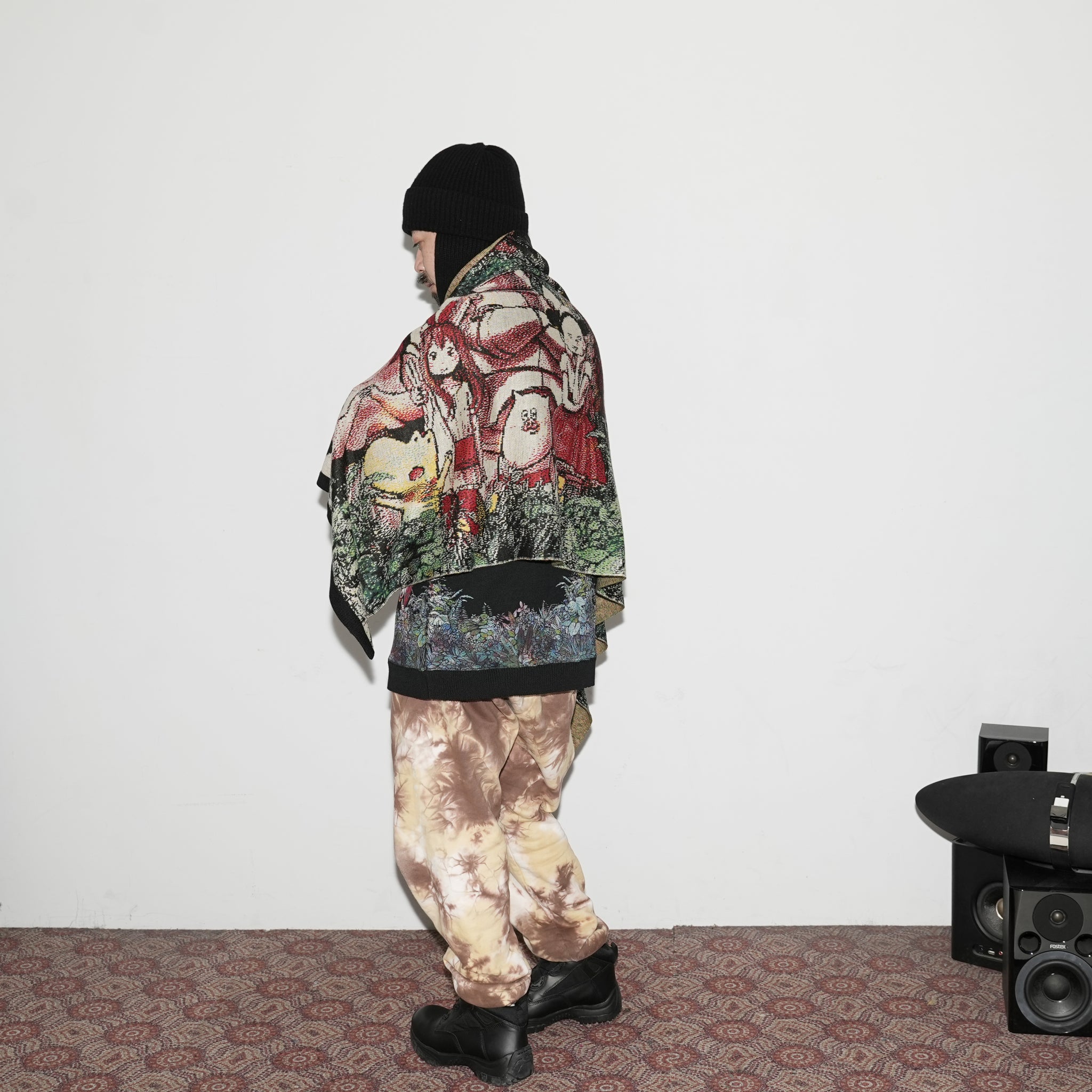 No:SF*IA-02| Name:勇者たち Knit Blanket Stole | Color:Black【浅野いにお × STOF 22AW SPECIAL ITEM】【archive】