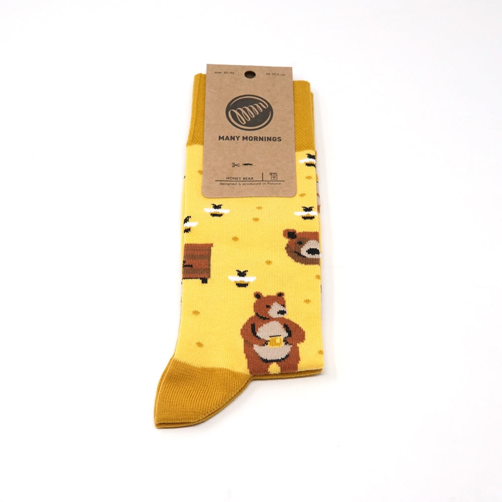 many mornings reguler socks /Honey Bear/ 【many mornings メニ―モーニングス】【ネコポス選択可能】-MANY MORNIGS-ADDICTION FUKUOKA