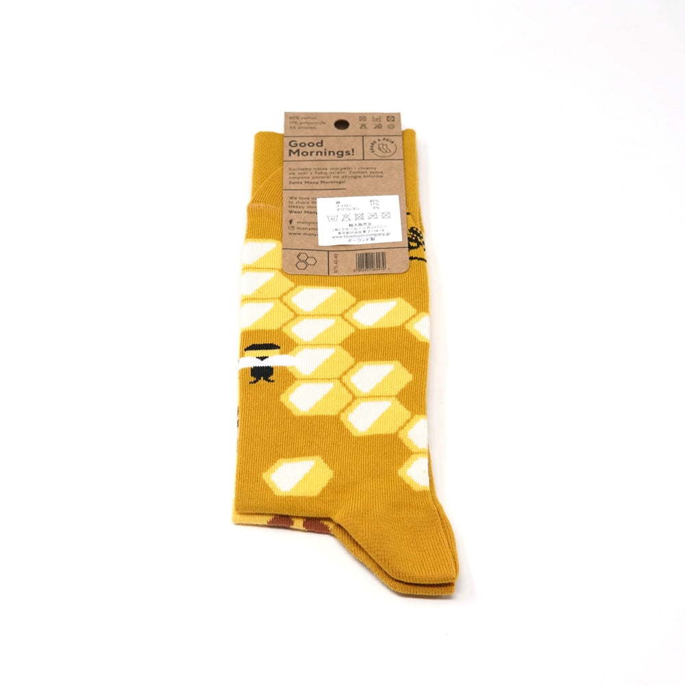 many mornings reguler socks /Honey Bear/ 【many mornings メニ―モーニングス】【ネコポス選択可能】-MANY MORNIGS-ADDICTION FUKUOKA