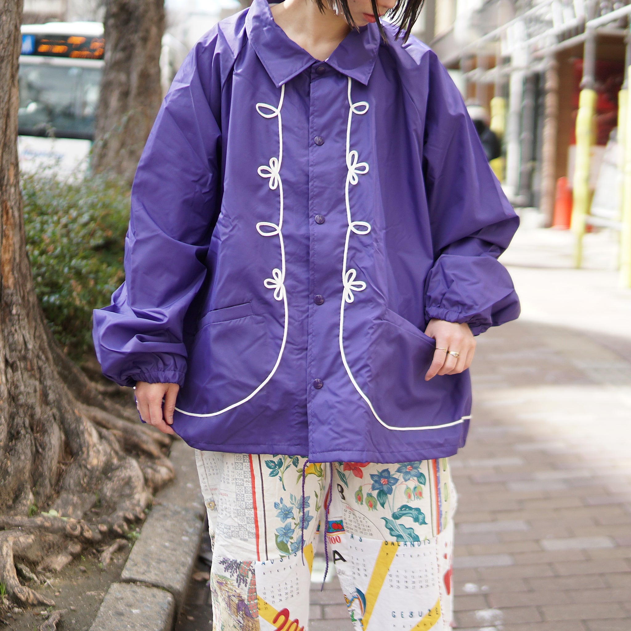 tl23s004 | rope emb coaches jacket | – Brown/Purple | THRIFTY LOOK