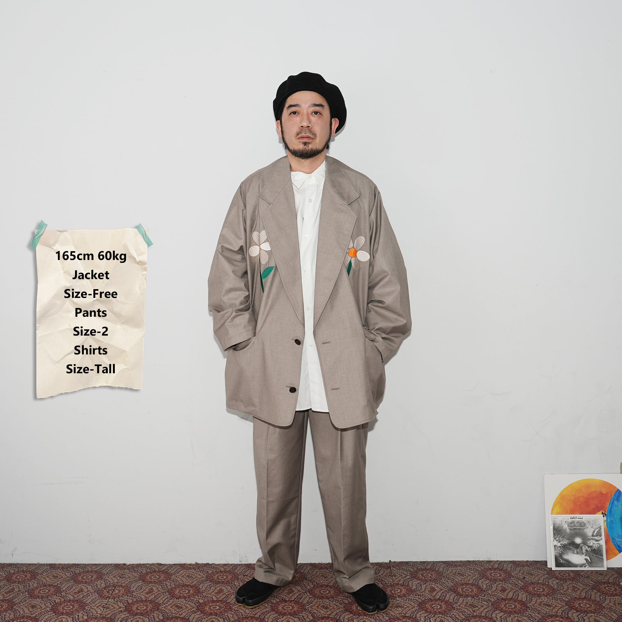 No:LL-JK01 | Name:Flower Embroidery Big Jacket | Color:Gray/Navy【EFILEVOL_エフィレボル】