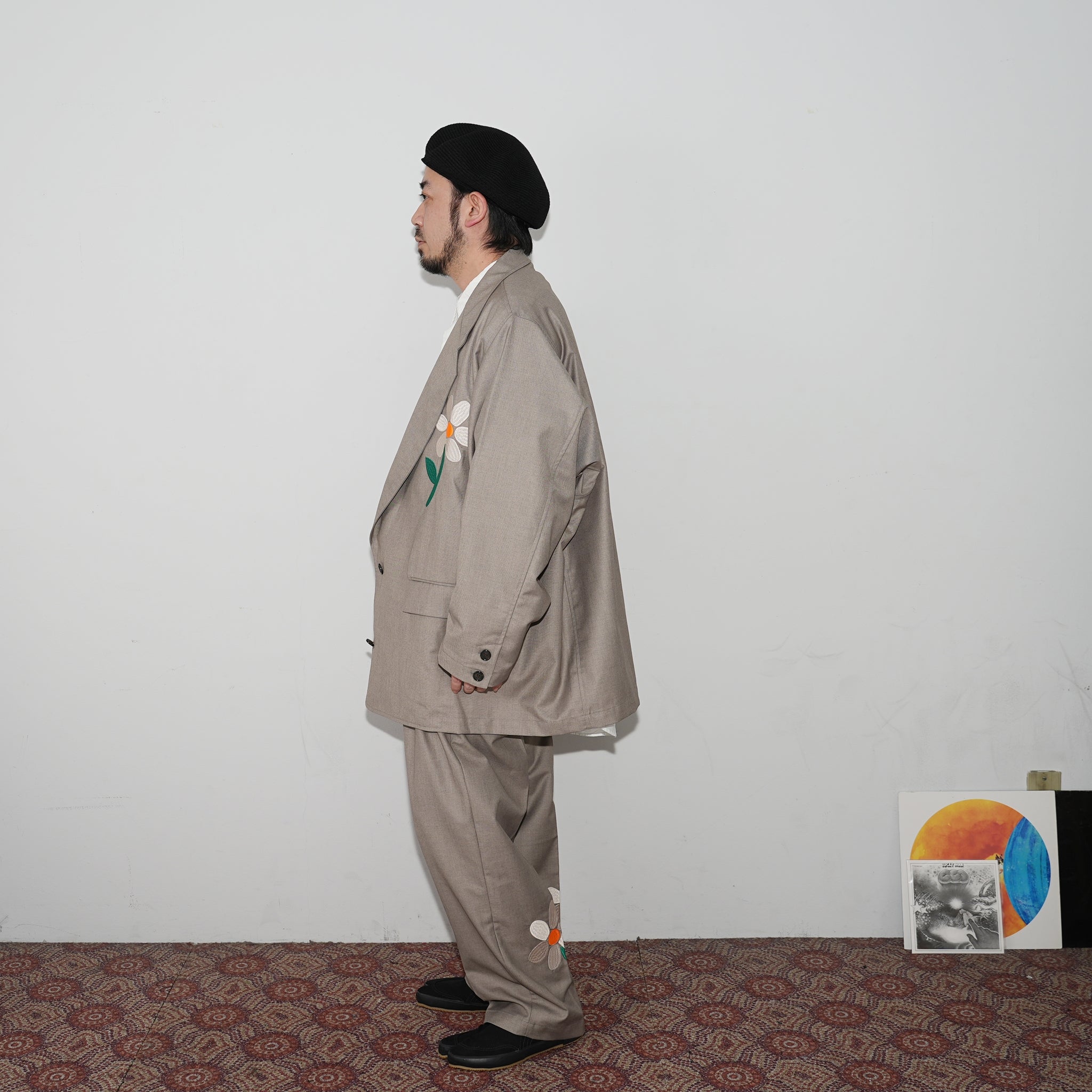 No:LL-JK01 | Name:Flower Embroidery Big Jacket | Color:Gray/Navy【EFILEVOL_エフィレボル】