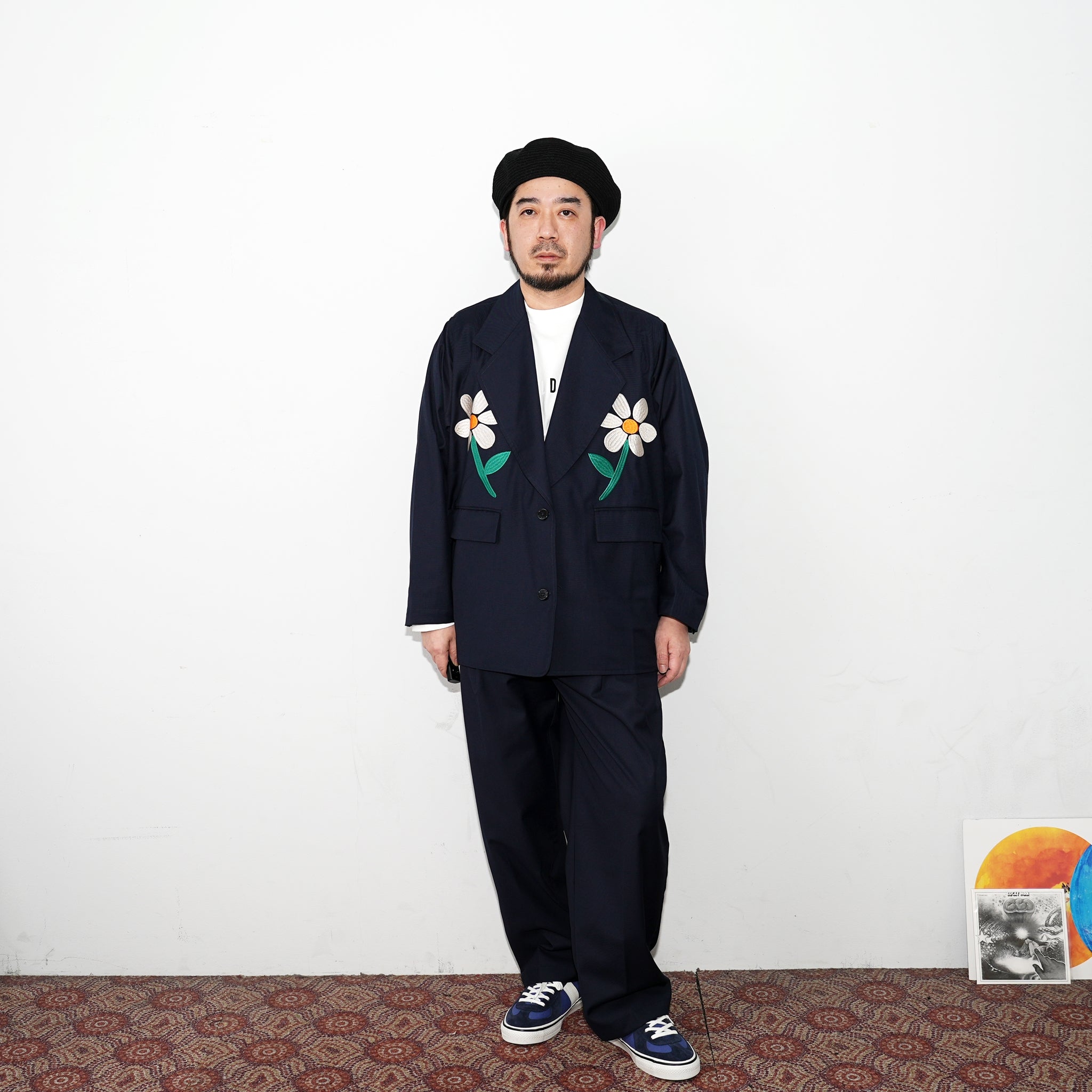No:LL-JK01 | Name:Flower Embroidery Big Jacket | Color:Gray/Navy【EFILEVOL_エフィレボル】