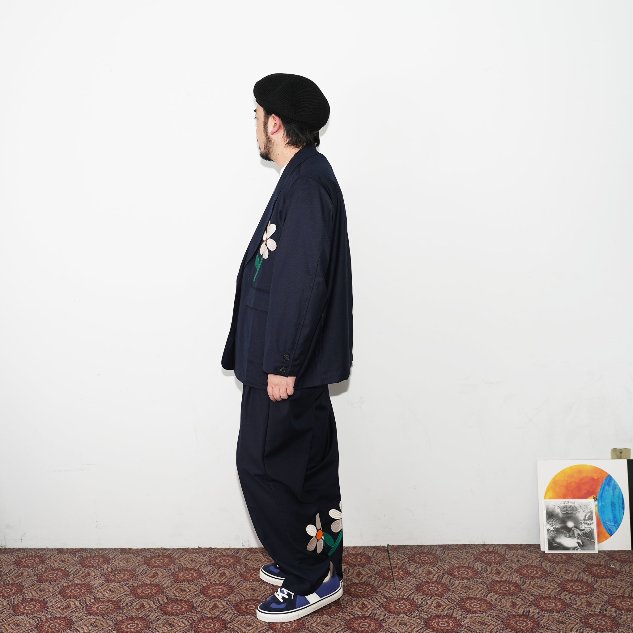 No:LL-JK01 | Name:Flower Embroidery Big Jacket | Color:Gray/Navy【EFILEVOL_エフィレボル】