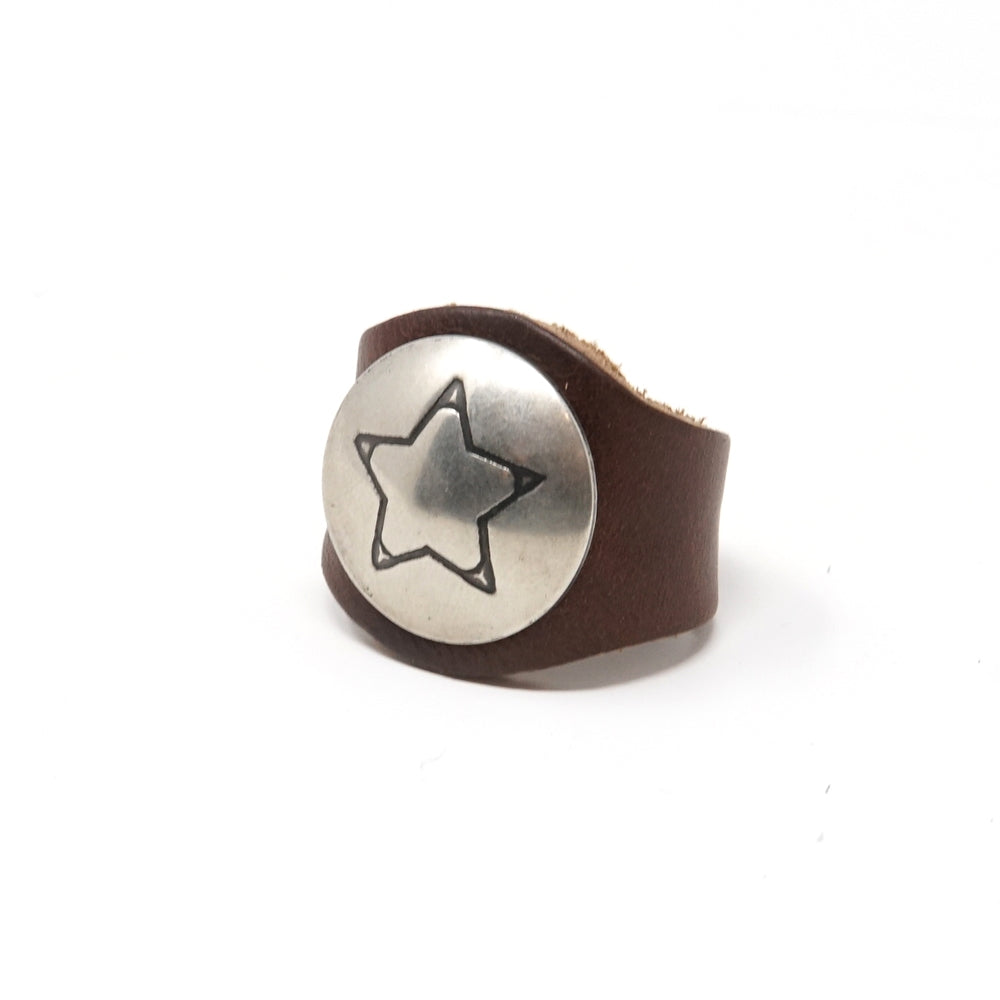 No:MG-LR01-09-02 | Name:Leather Ring w/ Concho | Color:Brown Star【YUKETEN】-MEG COMPANY-ADDICTION FUKUOKA