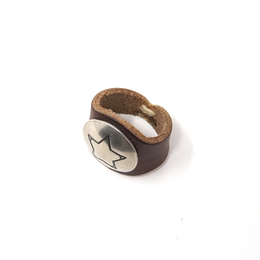 No:MG-LR01-09-02 | Name:Leather Ring w/ Concho | Color:Brown Star【YUKETEN】-MEG COMPANY-ADDICTION FUKUOKA