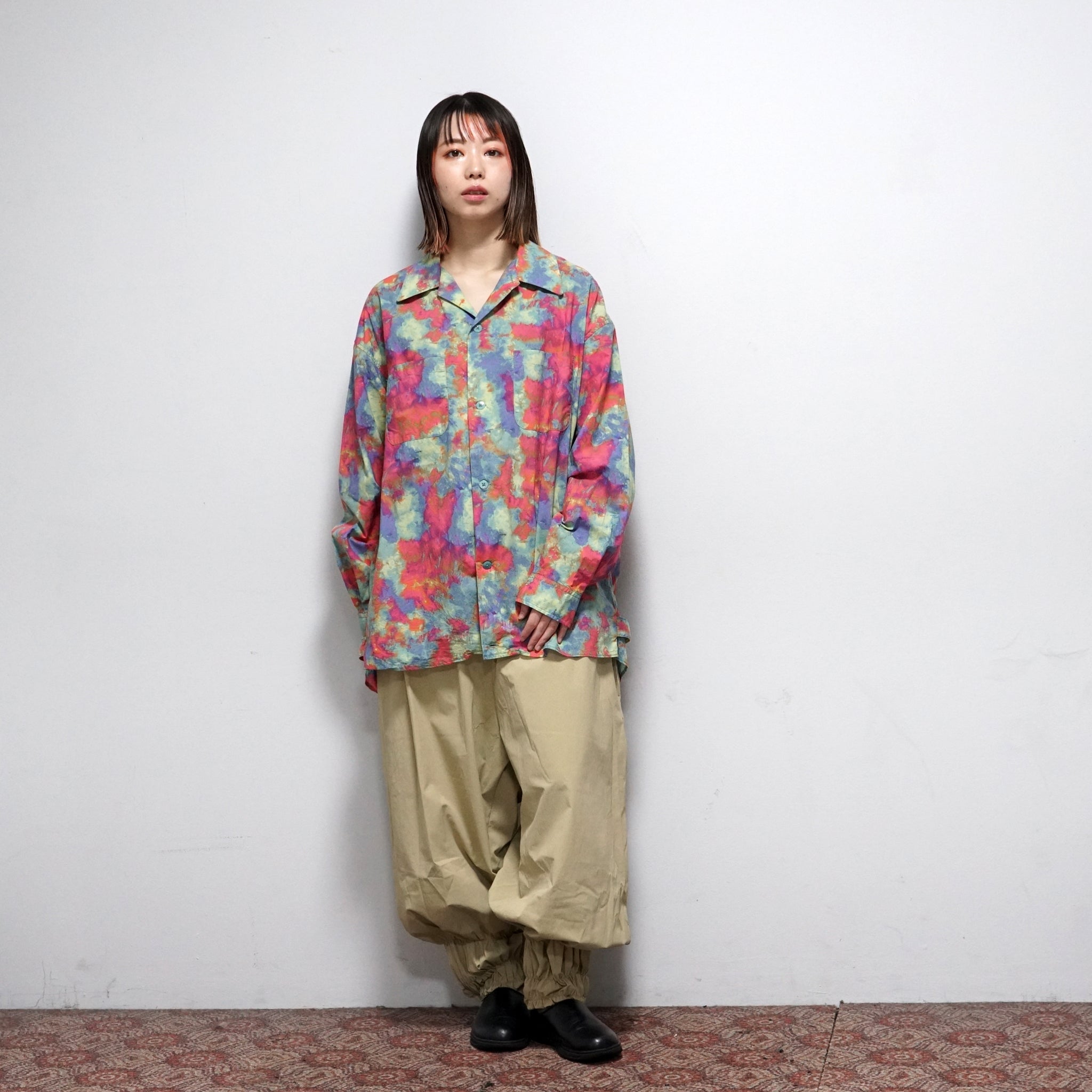 Uneven dyeing long sleeve shirtsLime Base | VARDE77