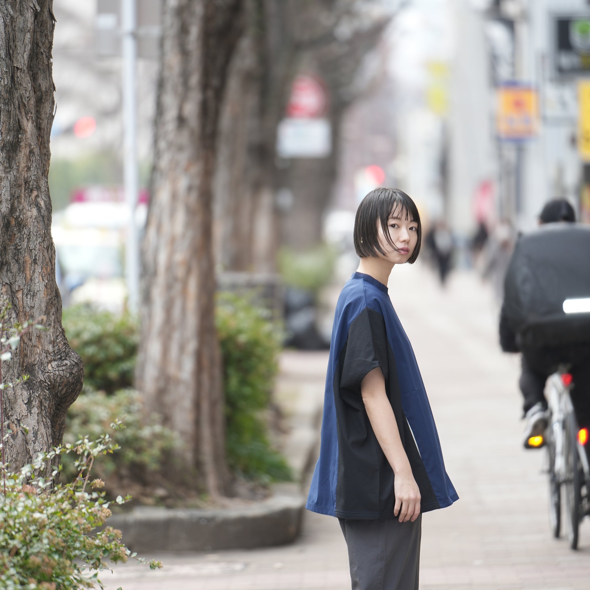 No:bsd23SS-02_b | Name:Color panel onepiece | Color:Navy【BEDSIDEDRAMA_ベッドサイドドラマ】【archive】