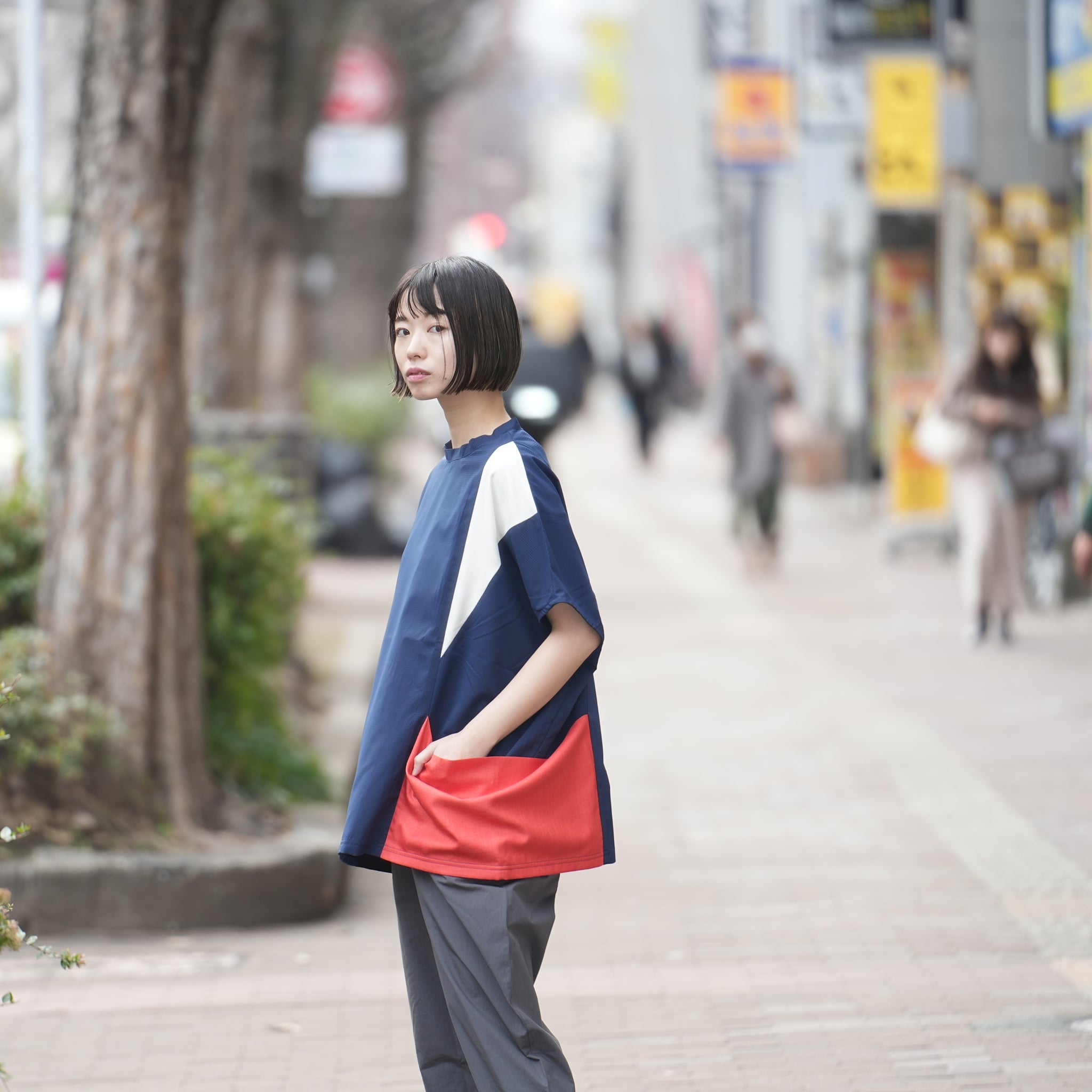 No:bsd23SS-02_b | Name:Color panel onepiece | Color:Navy【BEDSIDEDRAMA_ベッドサイドドラマ】【archive】