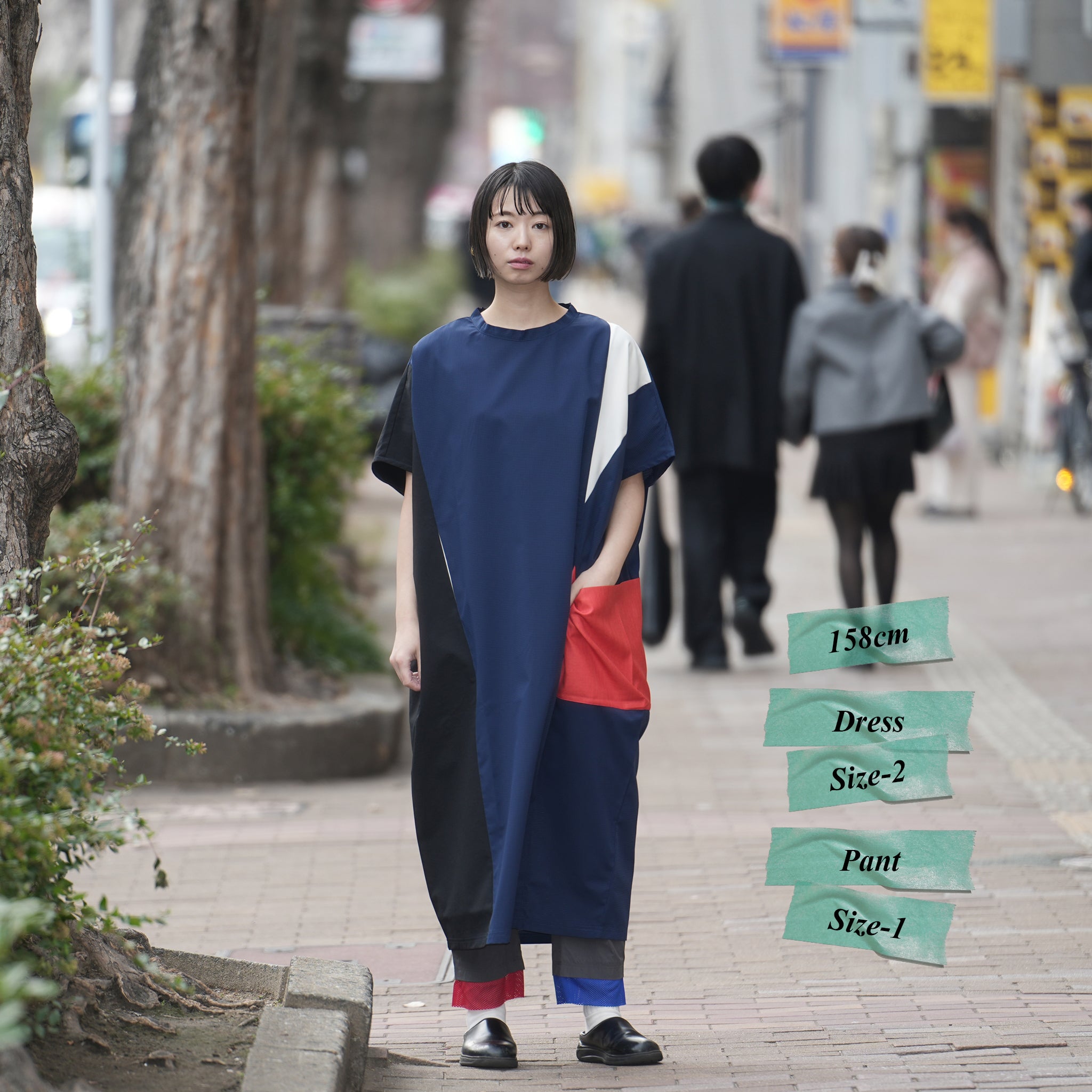 No:bsd23SS-02_b | Name:Color panel onepiece | Color:Navy【BEDSIDEDRAMA_ベッドサイドドラマ】【archive】